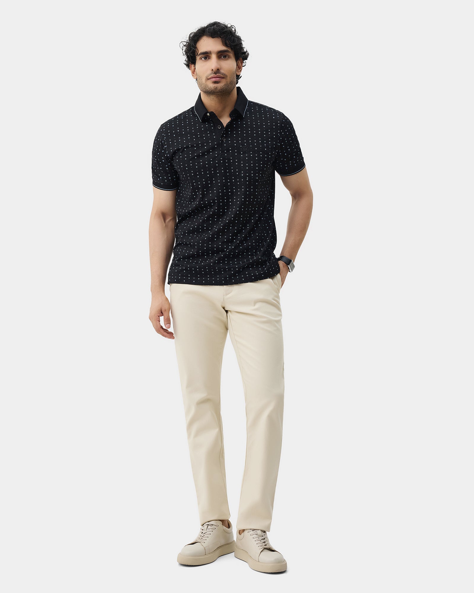 Cream Textured Khakis - Huang