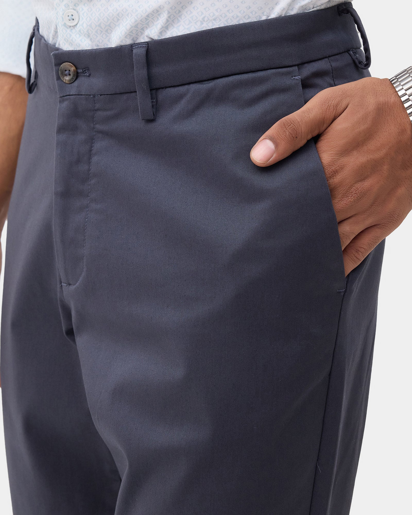Blue Solid Khakis - Bromo