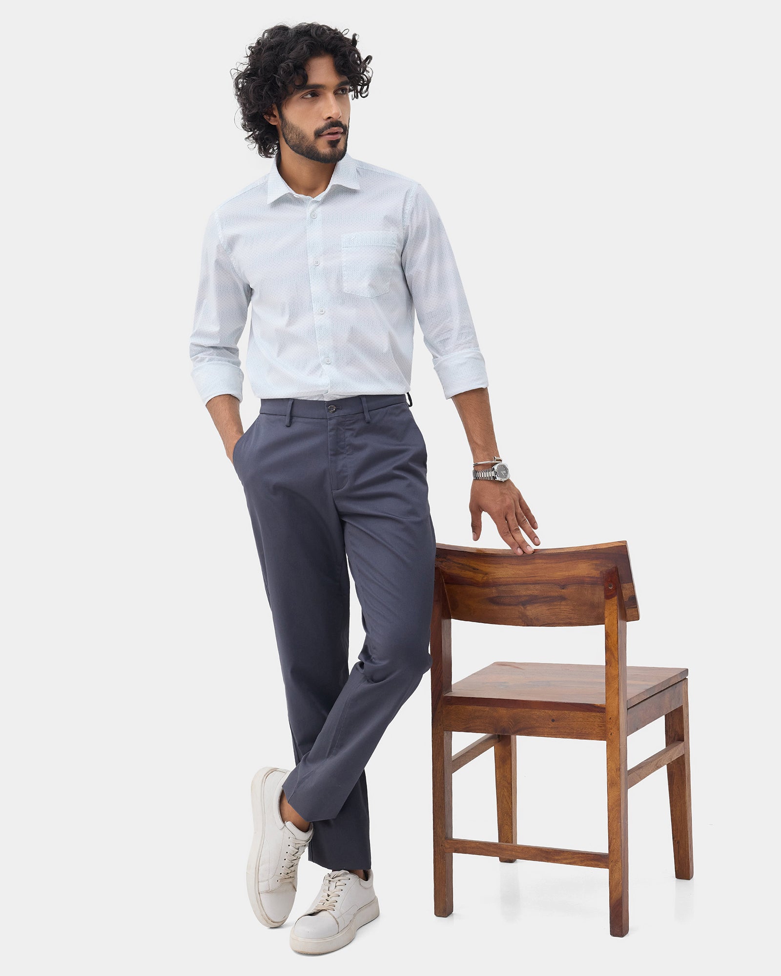 Blue Solid Khakis - Bromo
