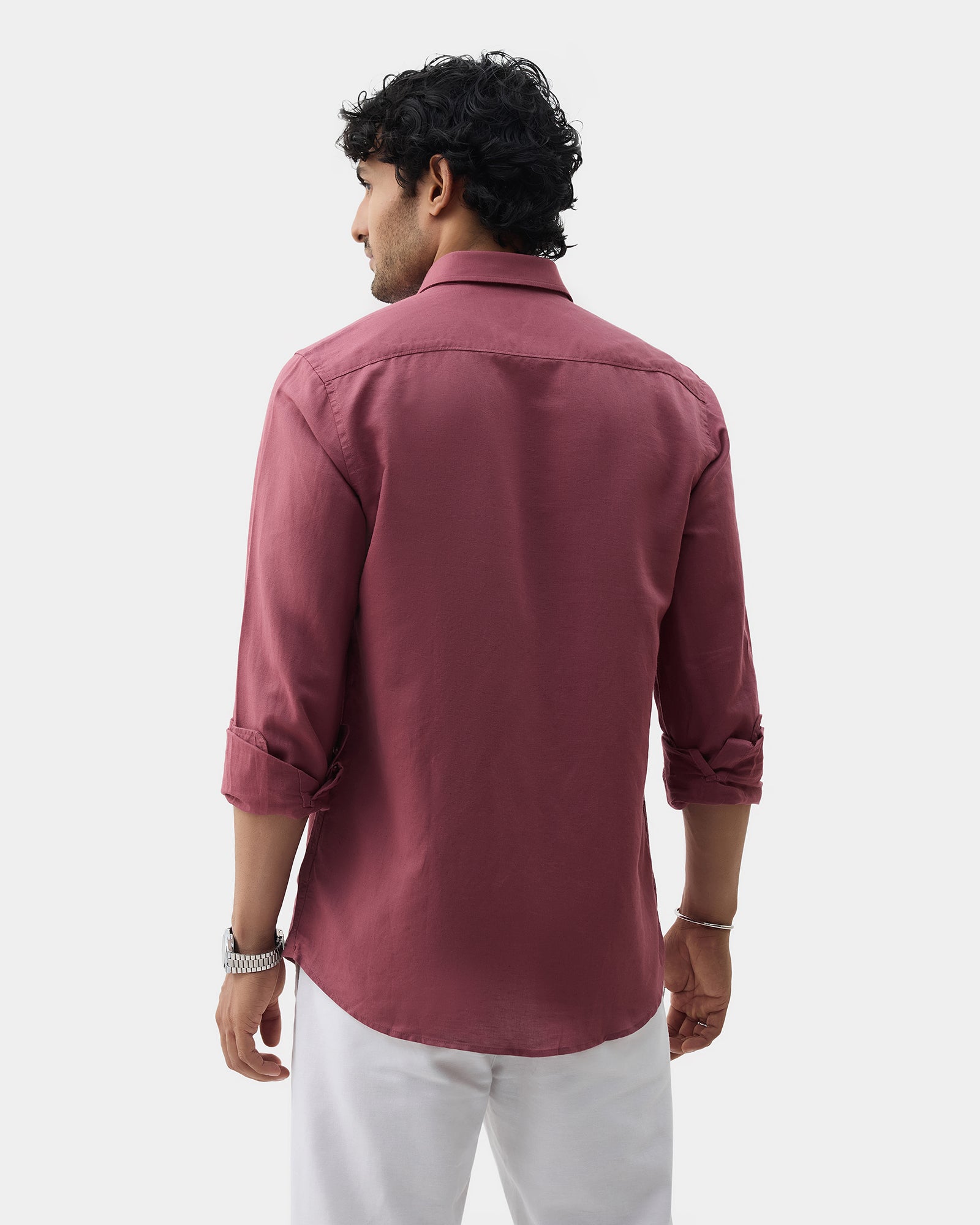Pink Linen Solid Shirt - Cleo
