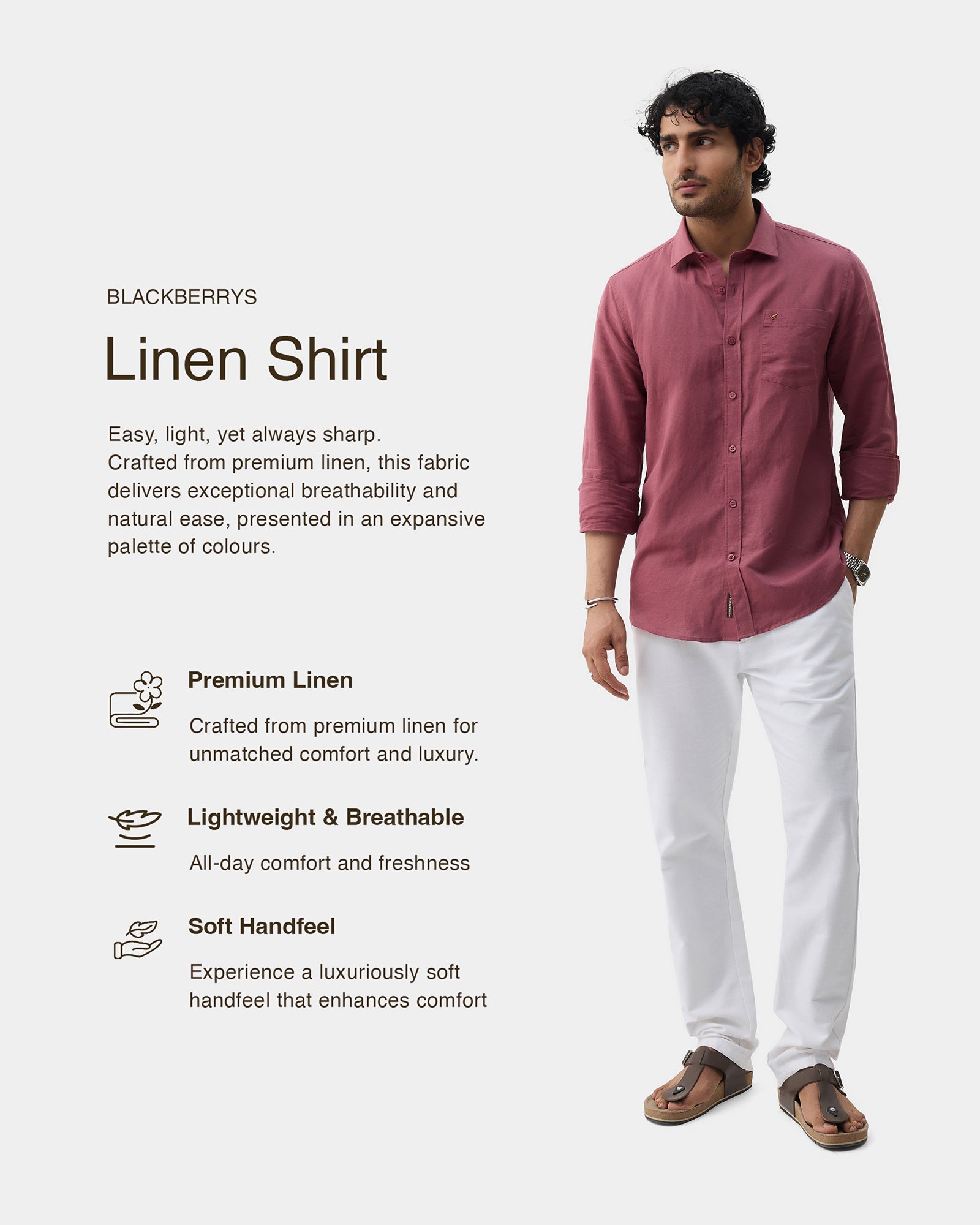 Pink Linen Solid Shirt - Cleo