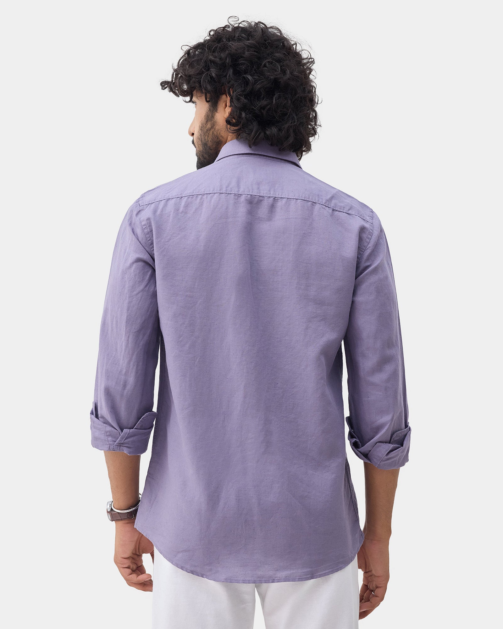 Purple Linen Solid Shirt - Cleo