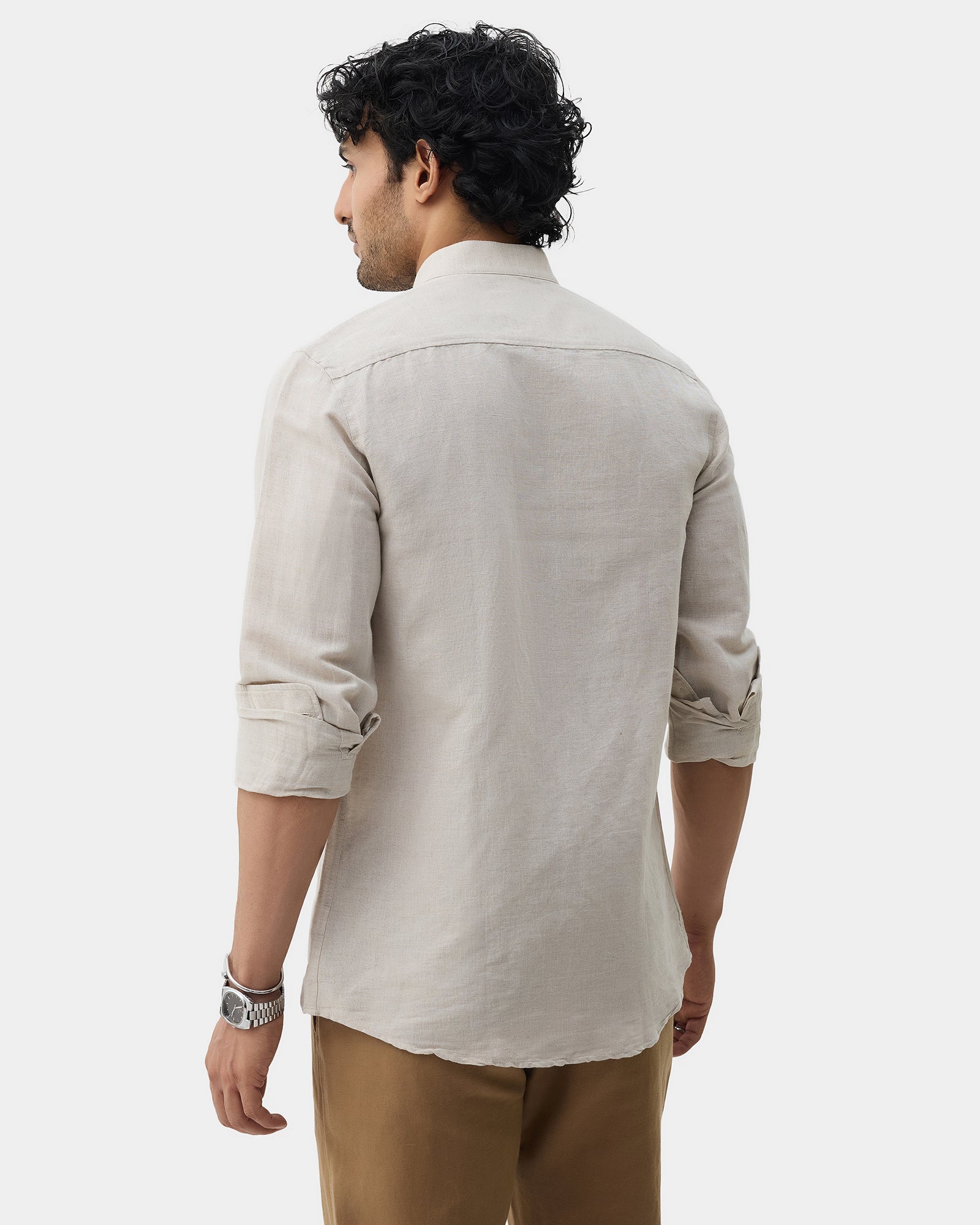 Natural Linen Solid Shirt - Cleo