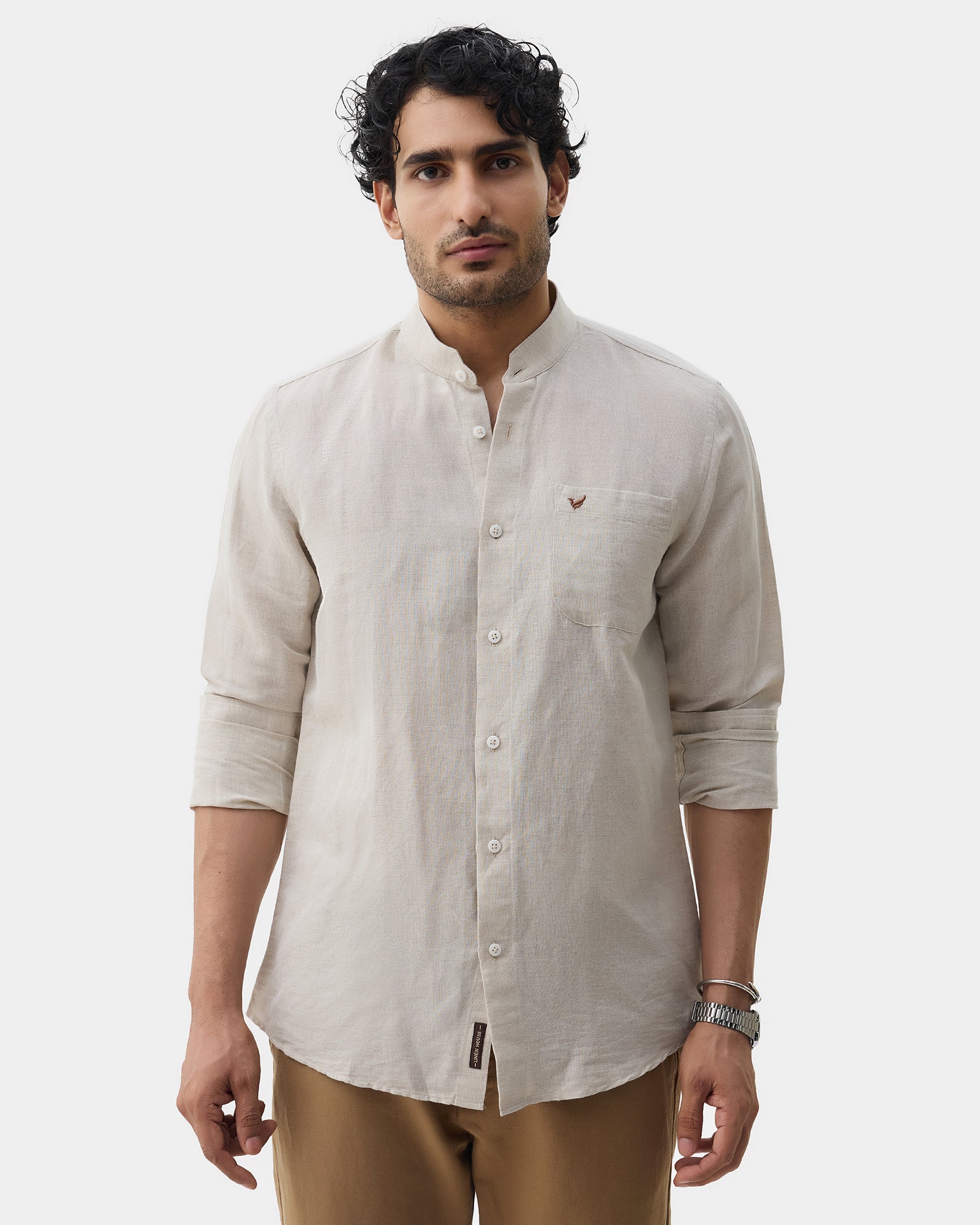 Natural Linen Solid Shirt - Cleo