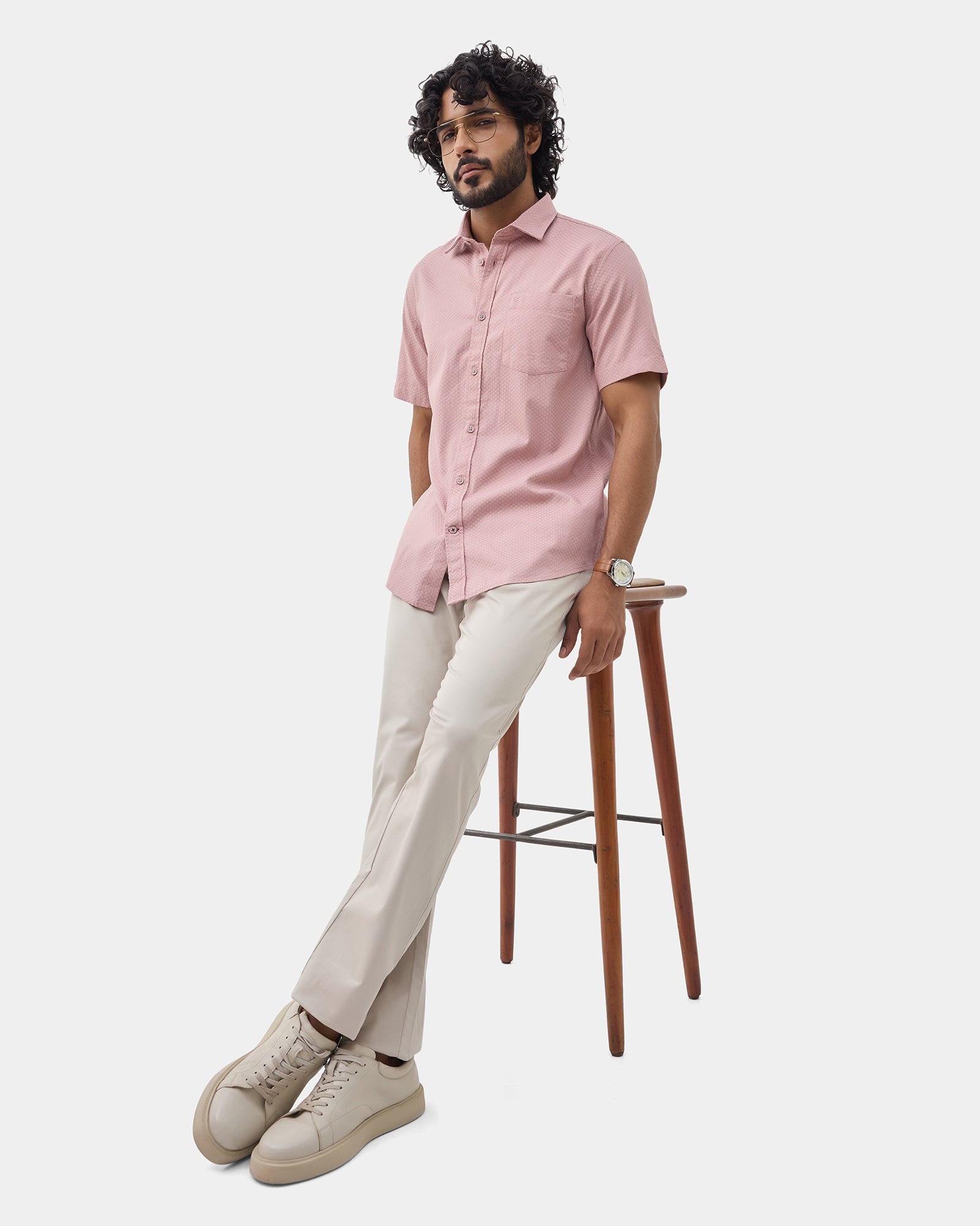 Dusty Pink Textured Shirt - Jemy
