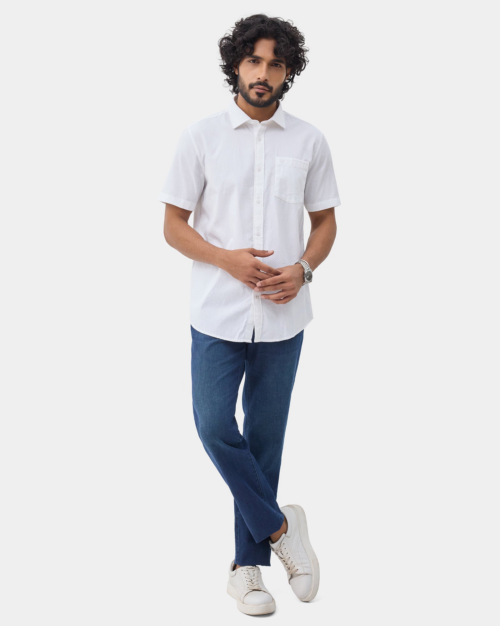 White Textured Shirt - Jemy
