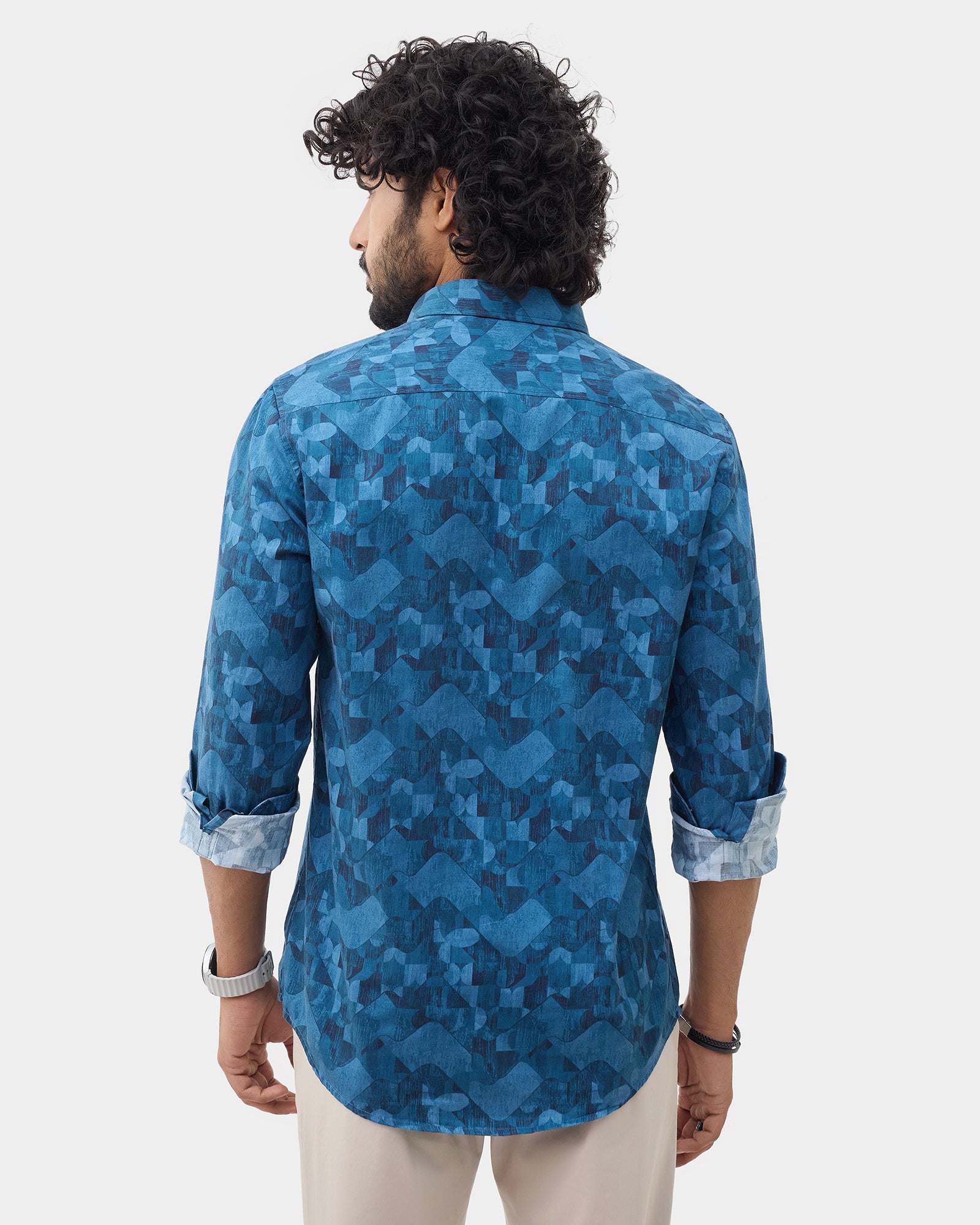 Mid Blue Printed Shirt - Zykos