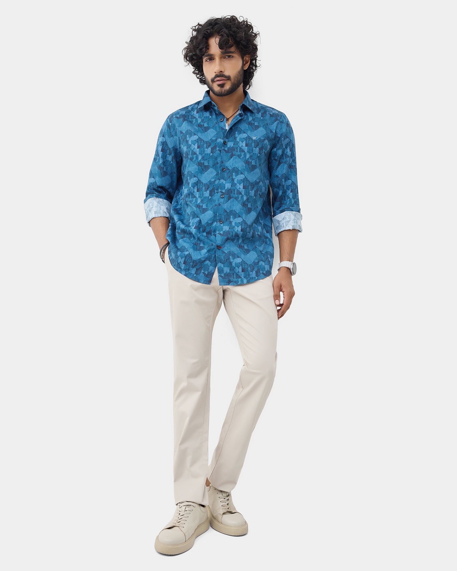Mid Blue Printed Shirt - Zykos