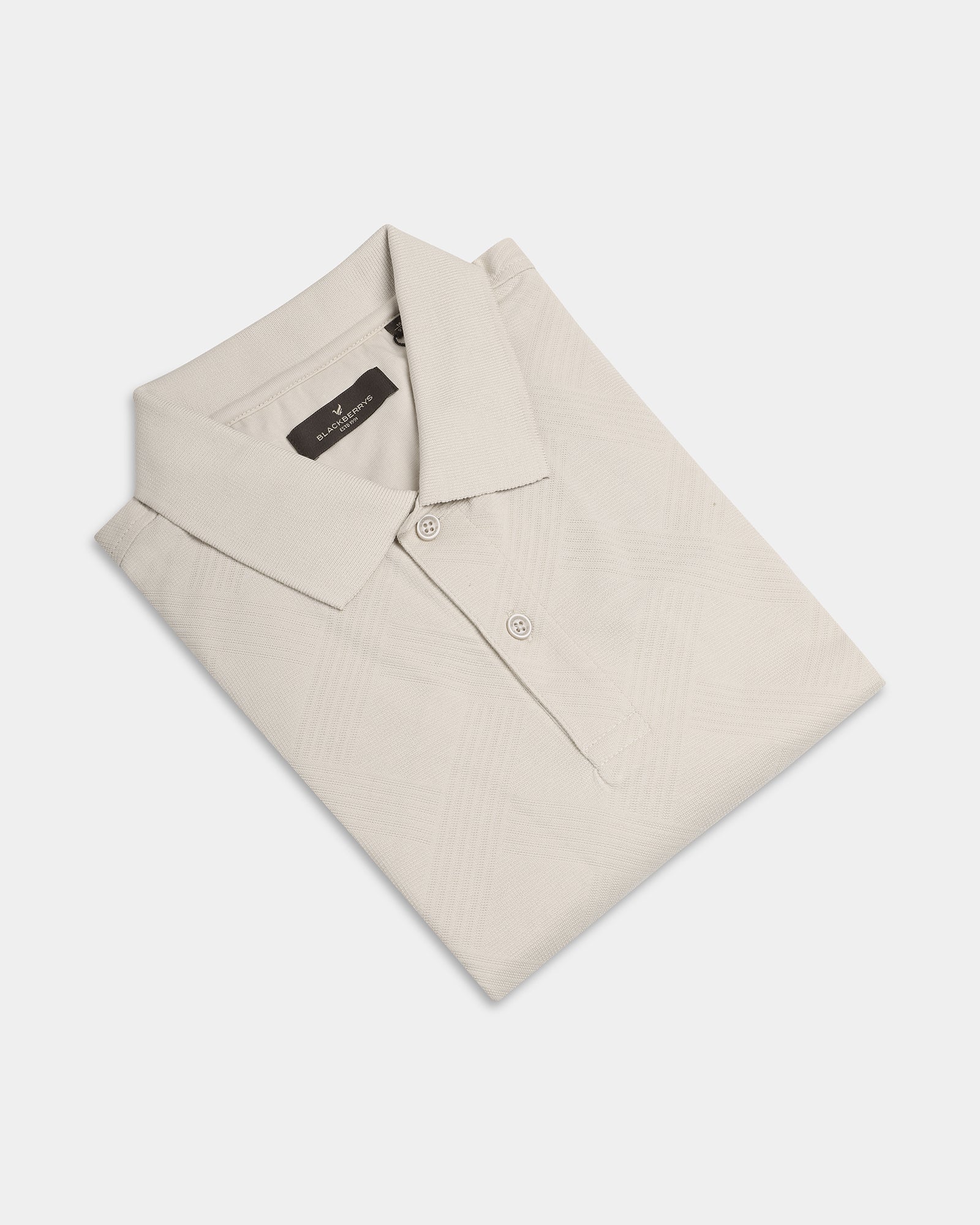 Almond Beige Textured Polo - Lina