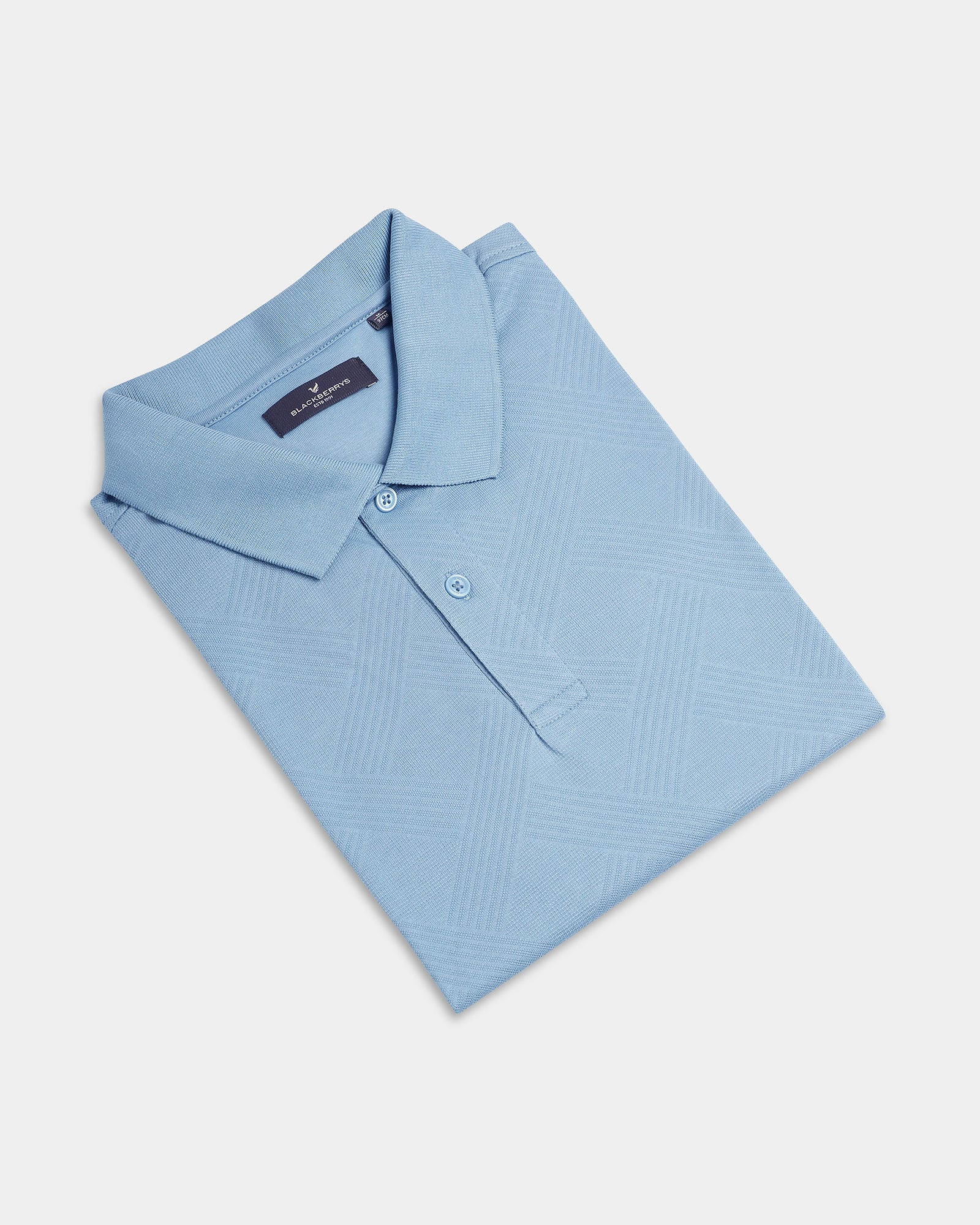 Blue Textured Polo - Lina