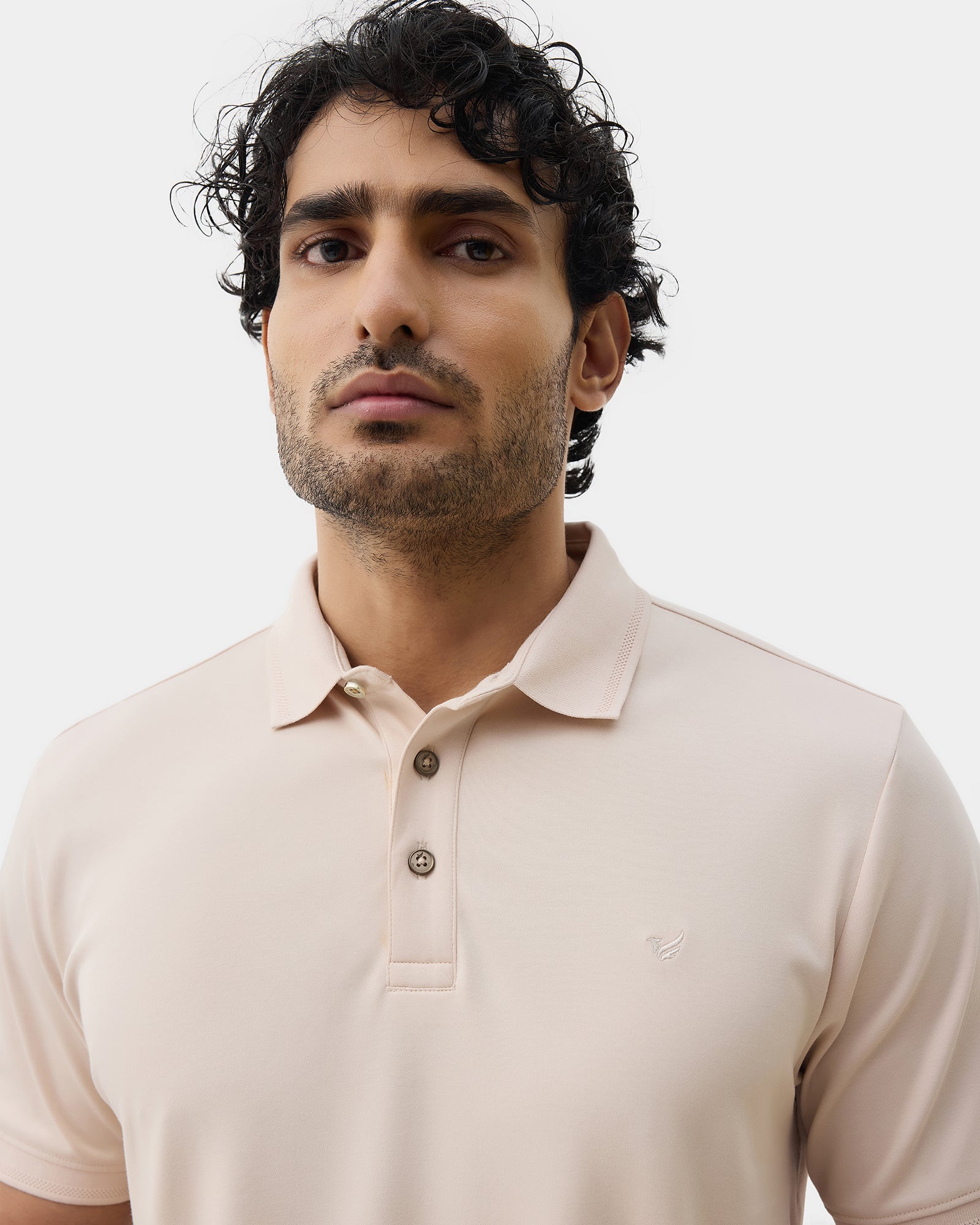Almond Luxe Beige Solid Polo - Toll