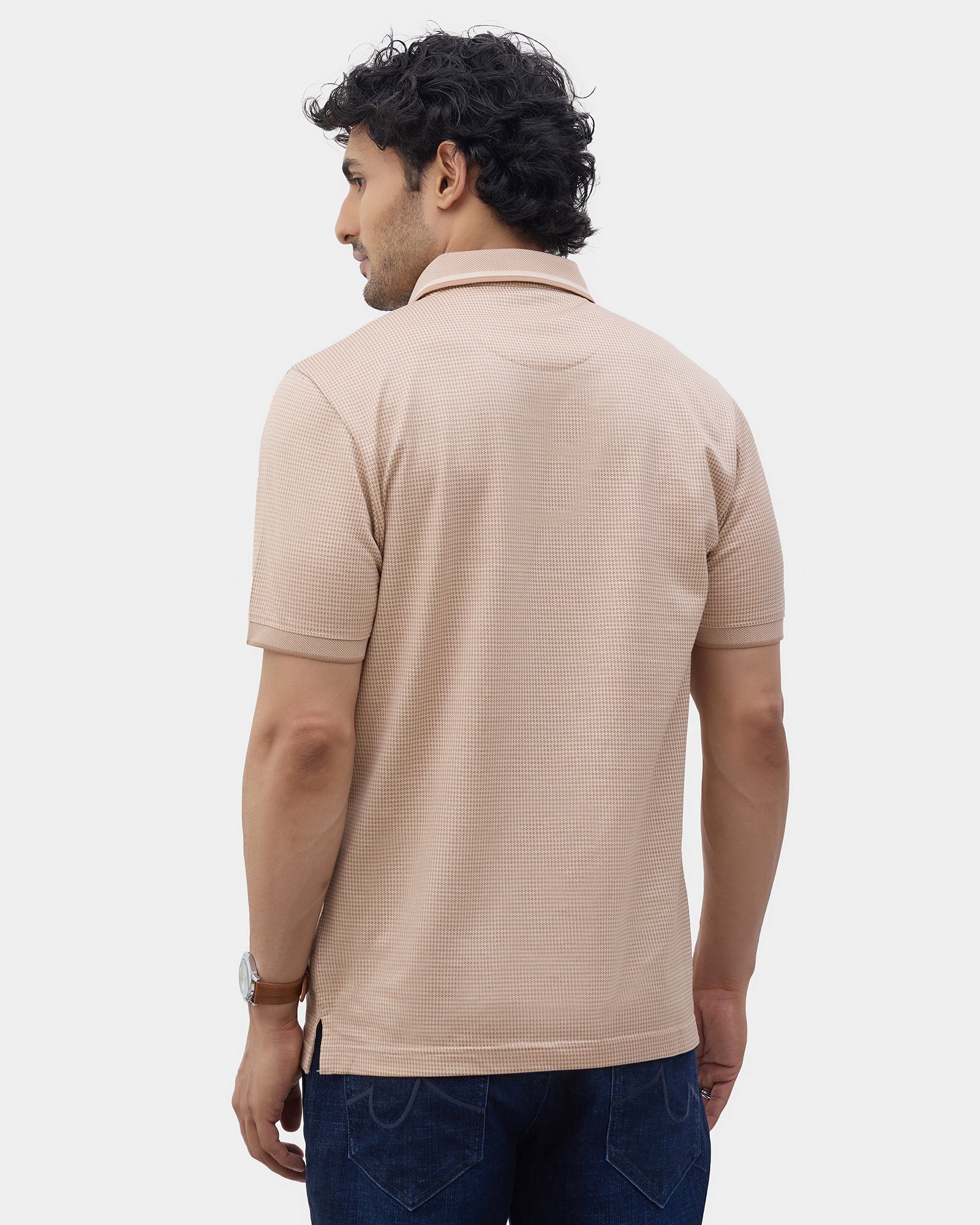 Beige Textured Polo - Bomi