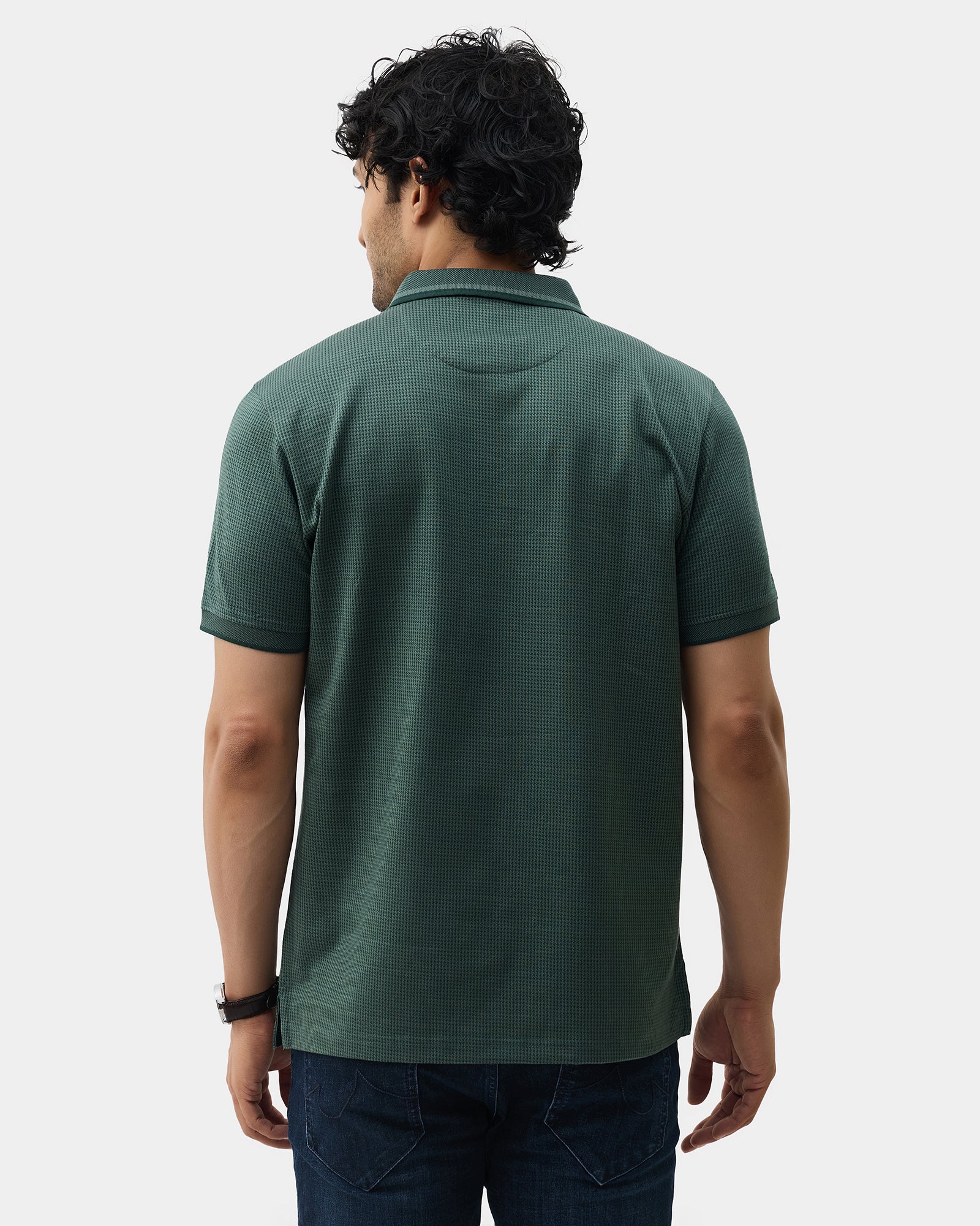 Forest Green Textured Polo - Bomi