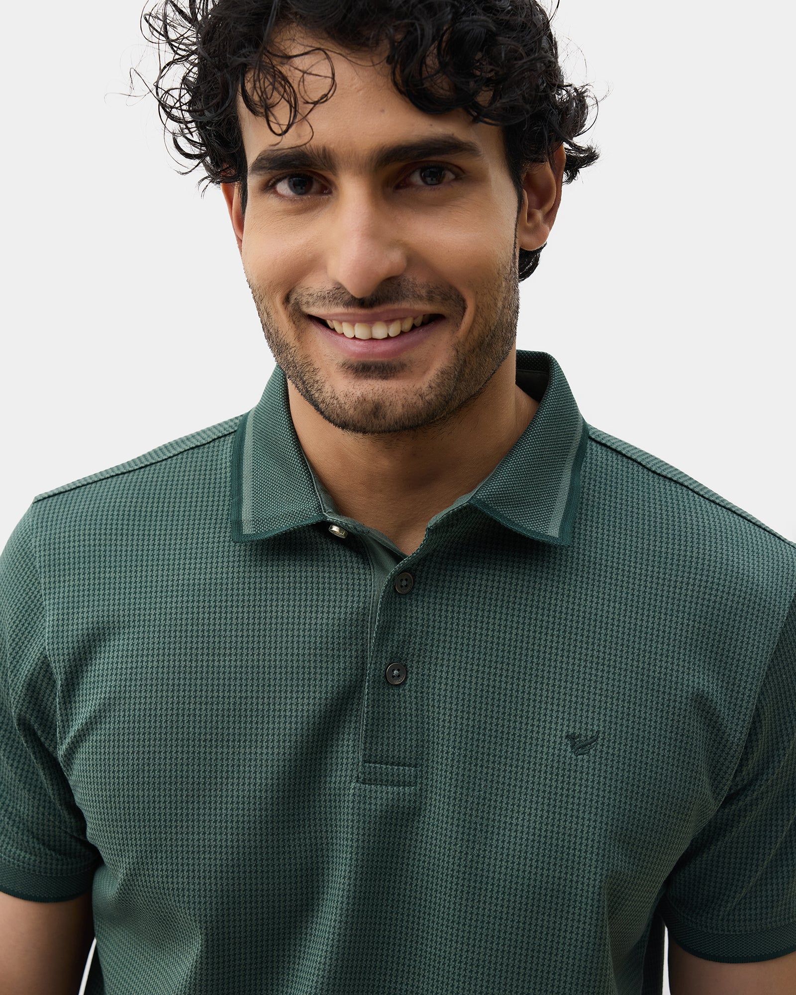 Forest Green Textured Polo - Bomi
