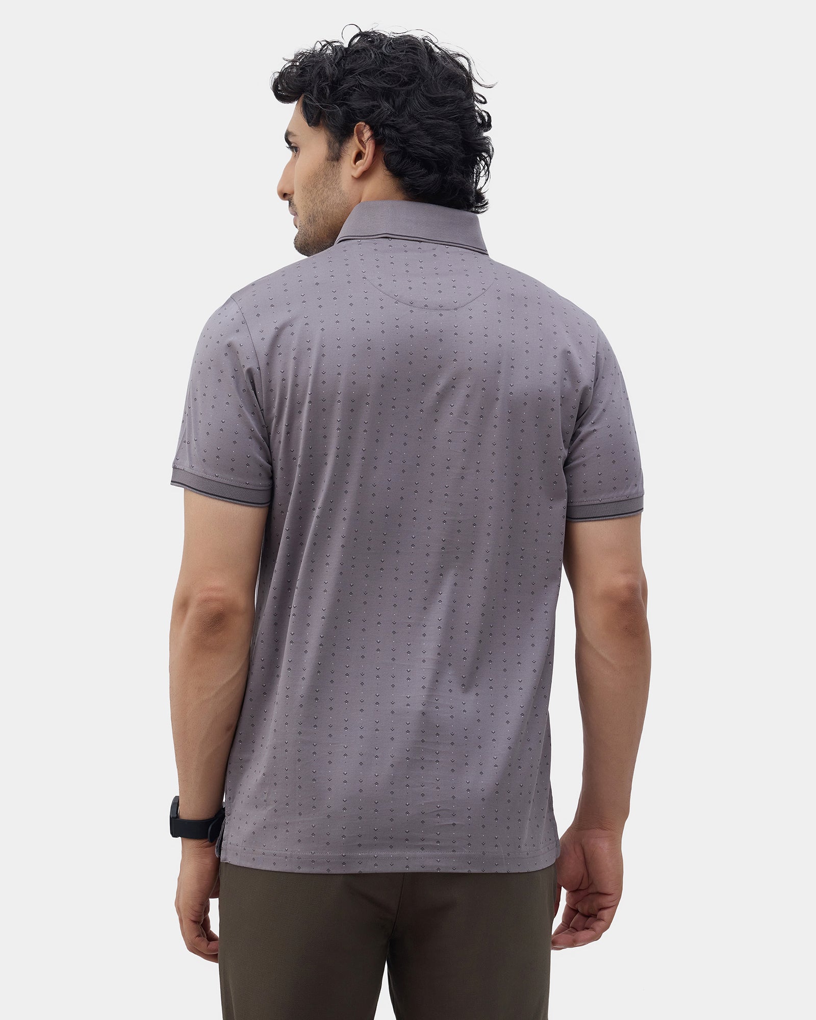 Front Gray Printed Polo - Kima