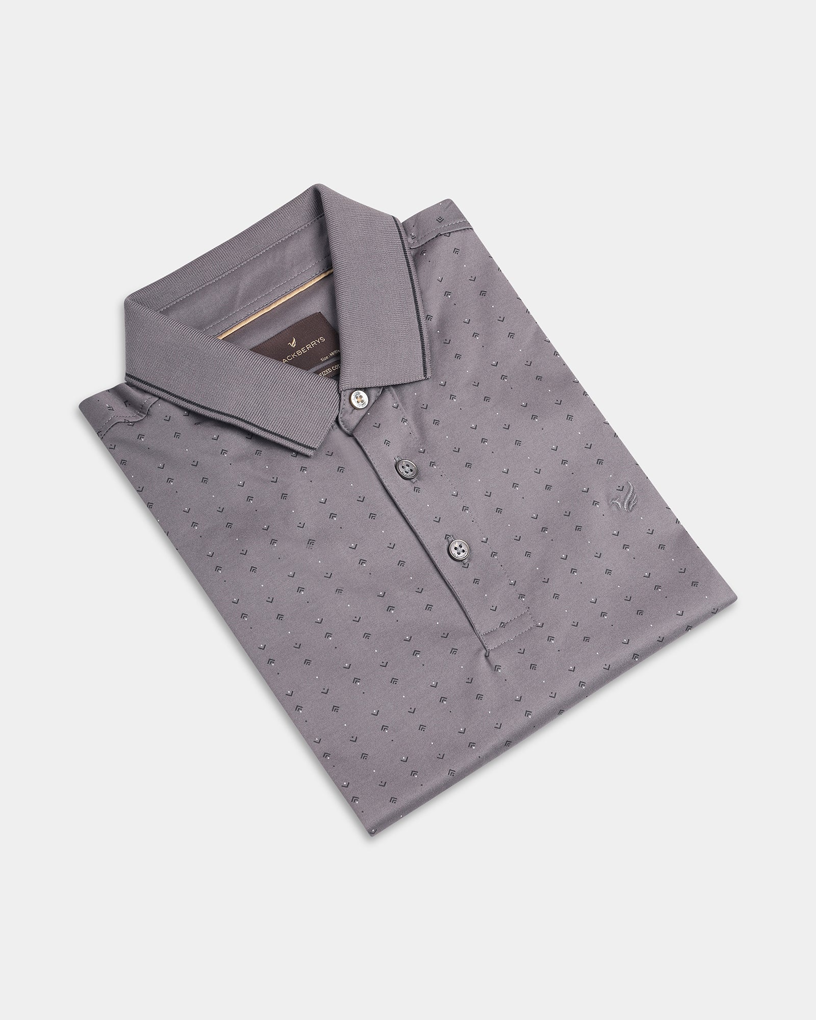 Front Gray Printed Polo - Kima