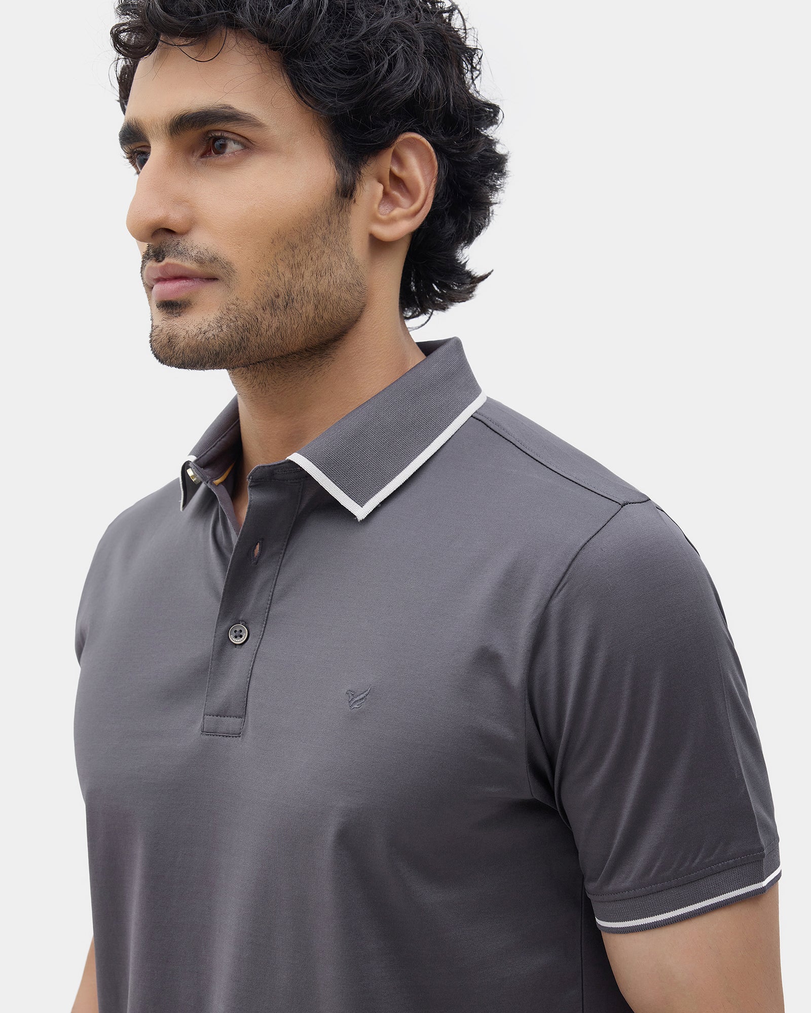 Charcoal Grey Solid Polo - Ae Ryun