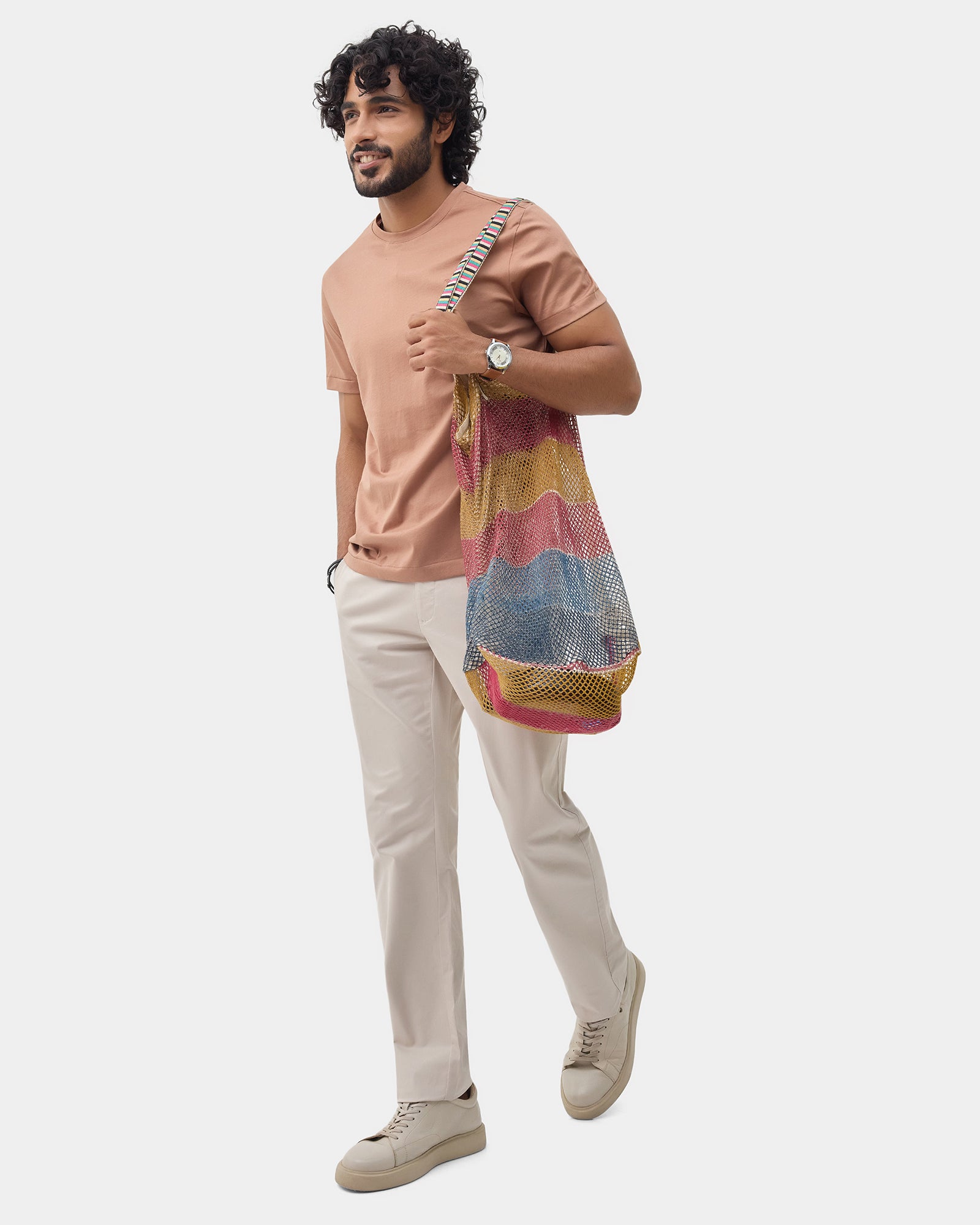 Beaver Brown Crew Neck Solid T-Shirt - Ginjiro