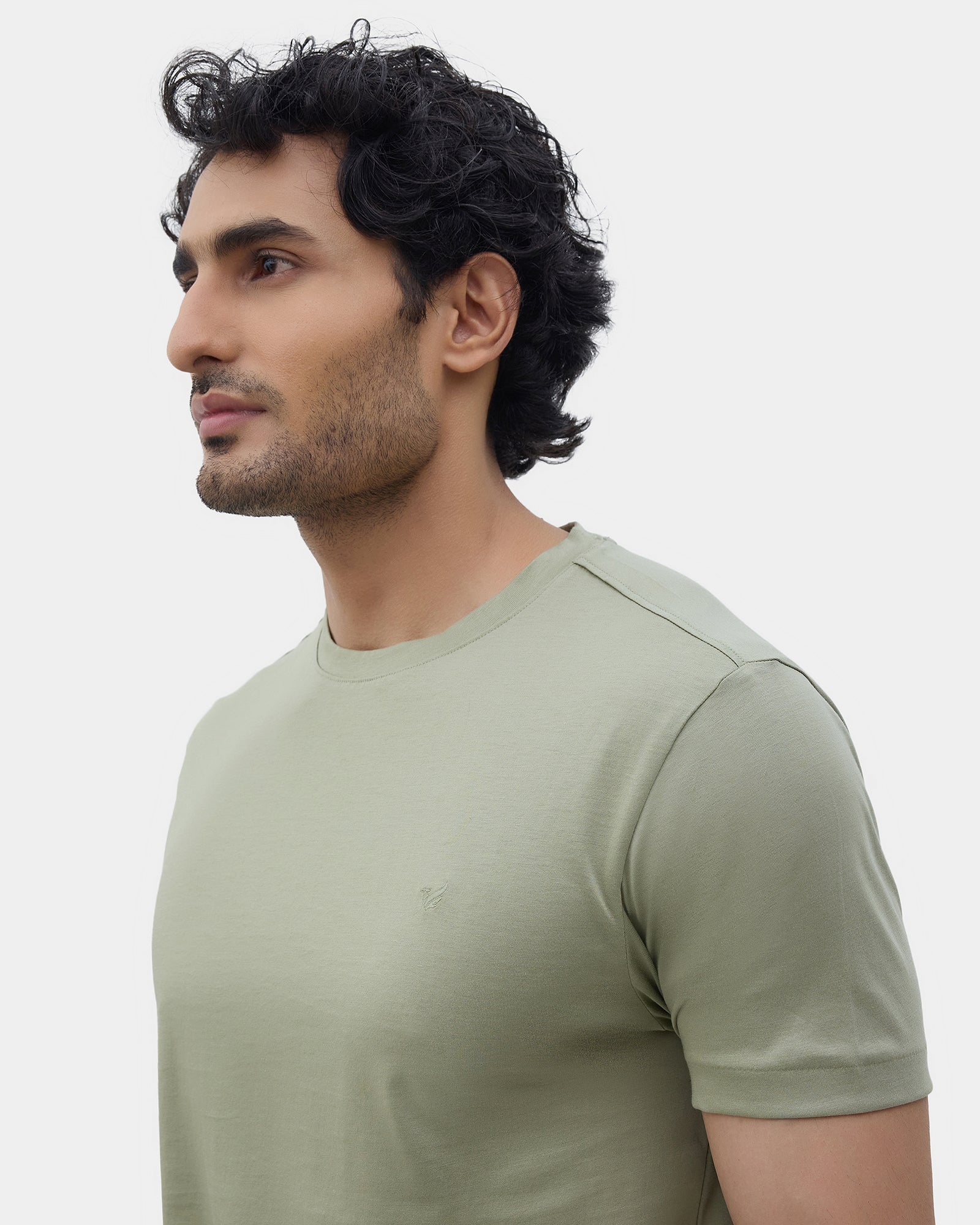 Fern Green Crew Neck Solid T-Shirt - Ginjiro
