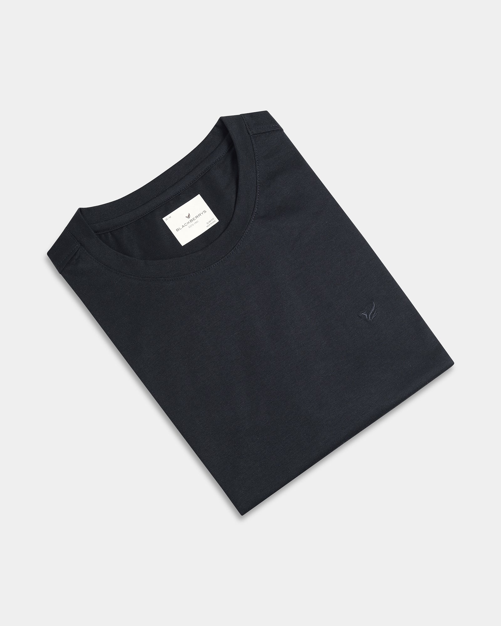 Black Crew Neck Solid T-Shirt - Ginjiro