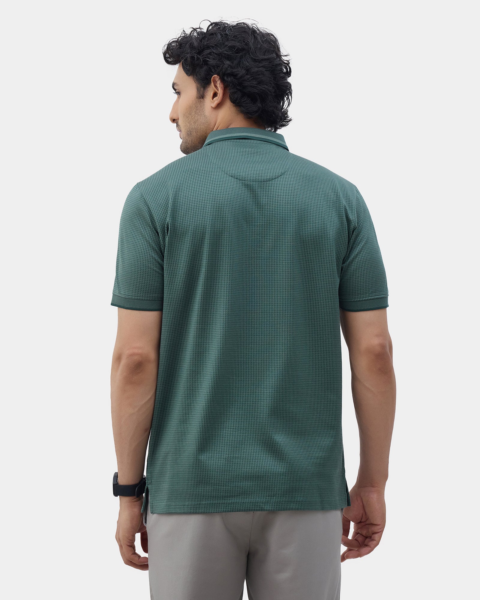 Forest Green Textured Polo - Bomi