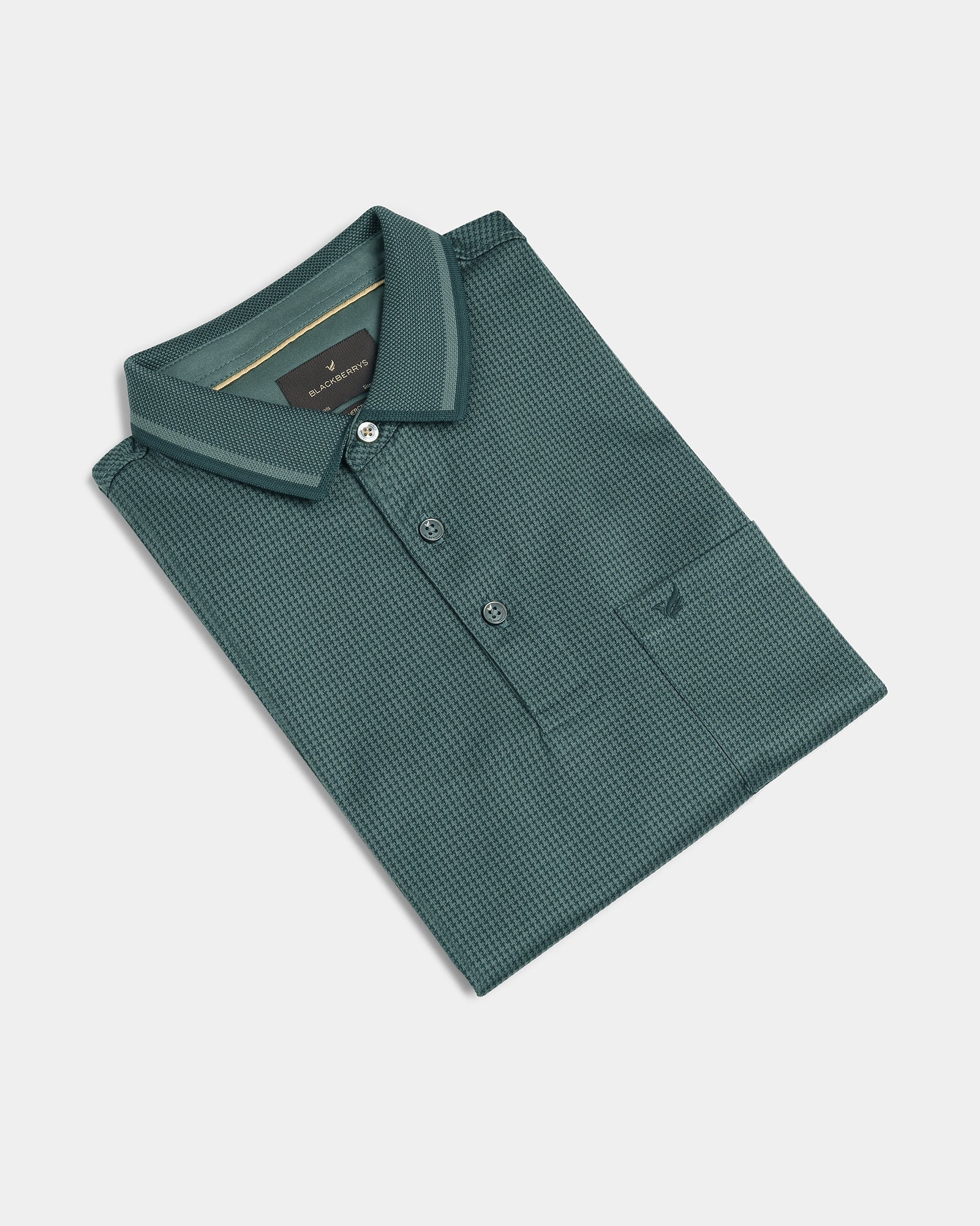 Forest Green Textured Polo - Bomi