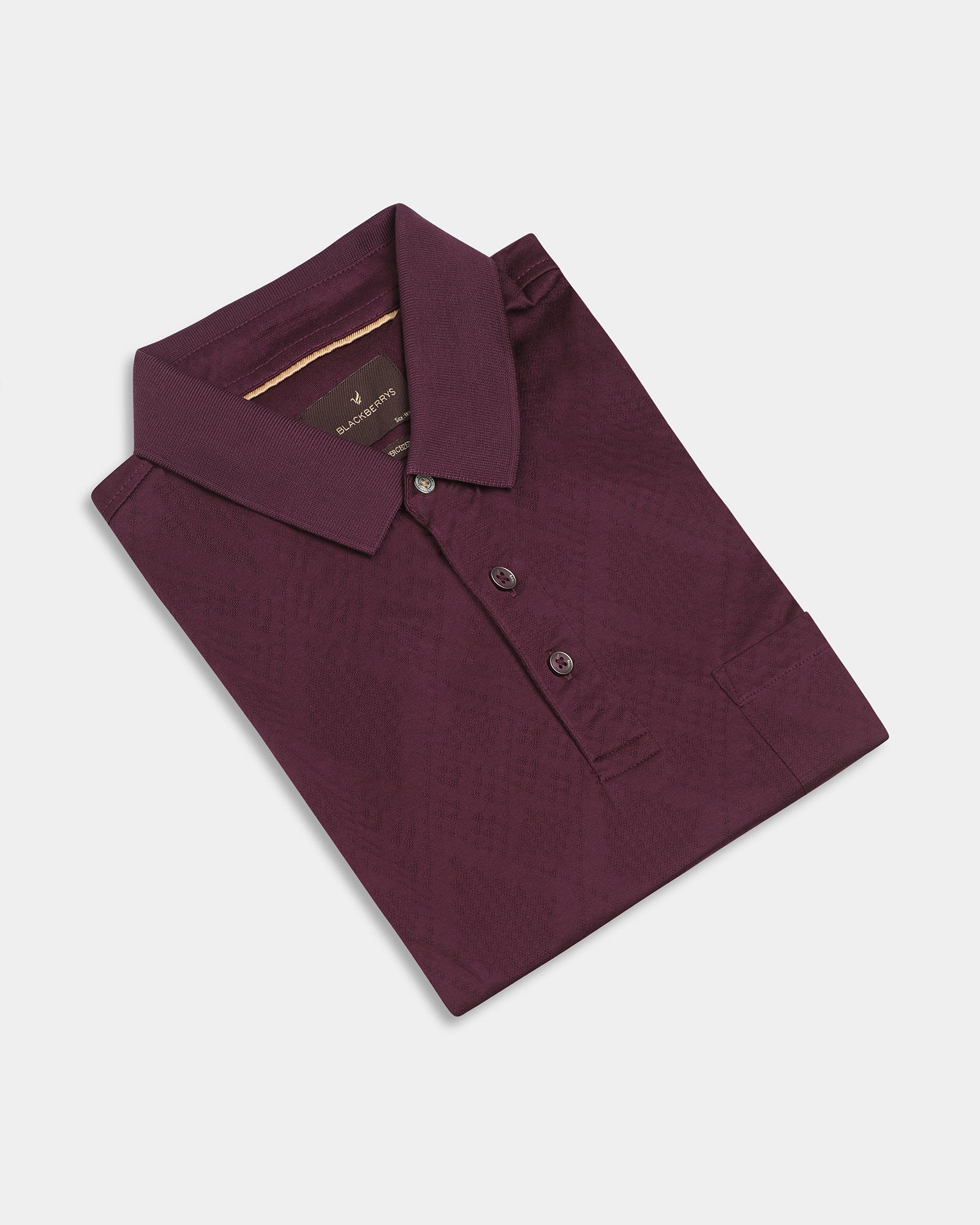 Mauve Wine Textured Polo - Min Jun