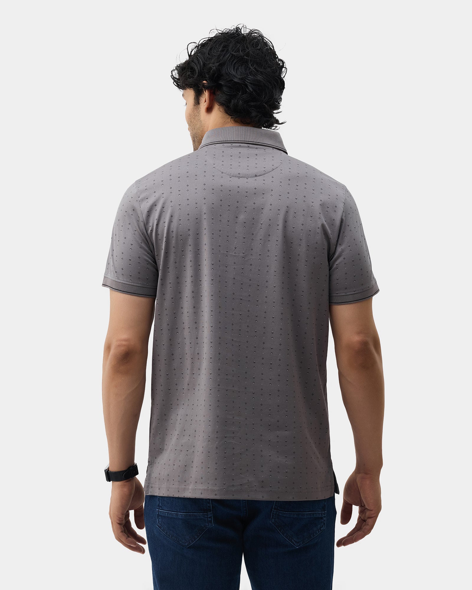 Front Gray Printed Polo - Kima