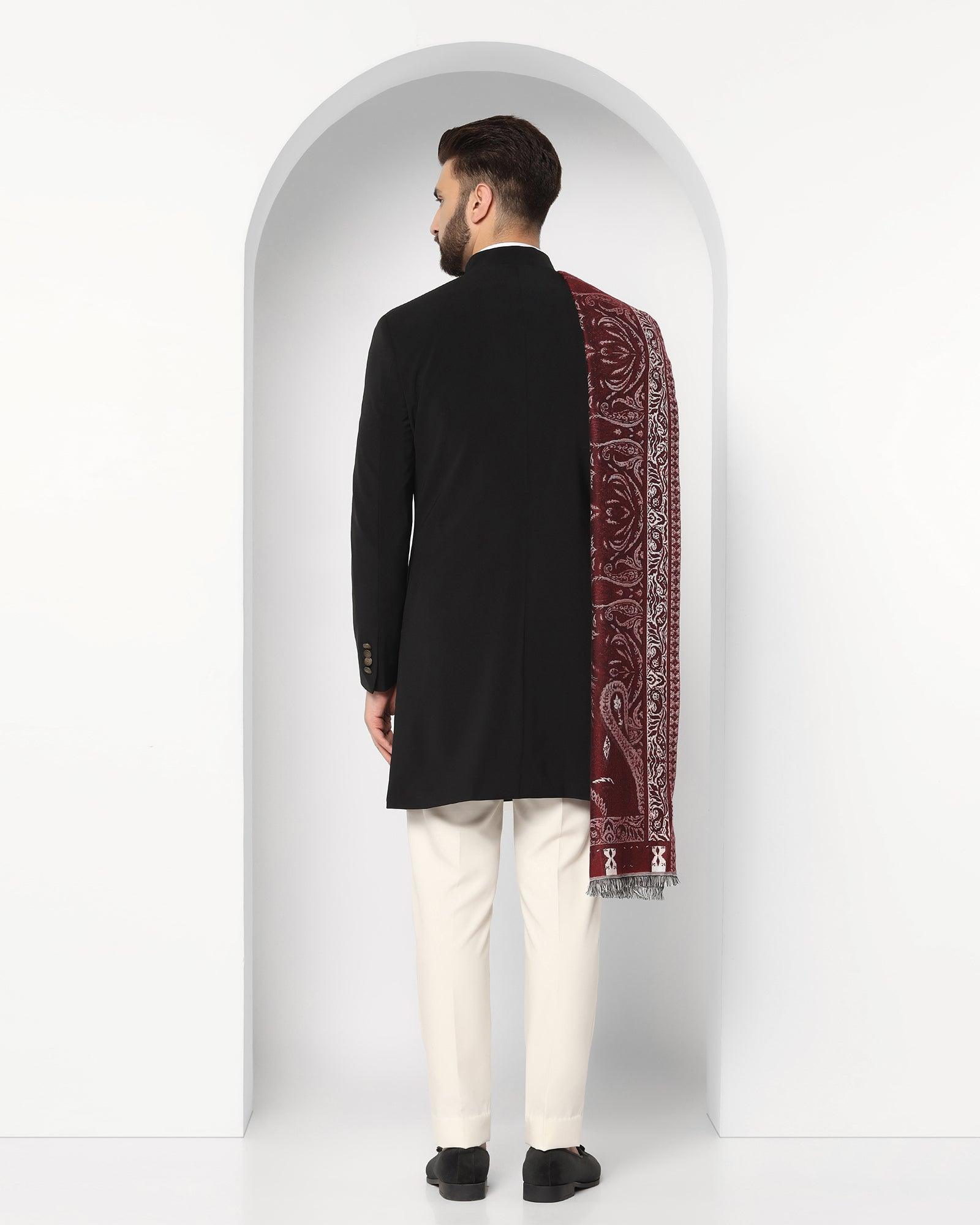 Solid Ethnic 2 Pcs Suit In Black (Richard) - Blackberrys