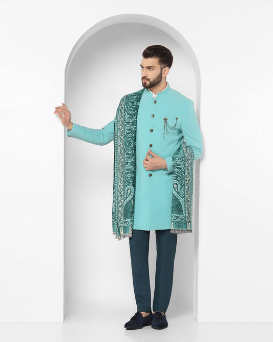 Mint Swarn Solid Achkan Set - Richard