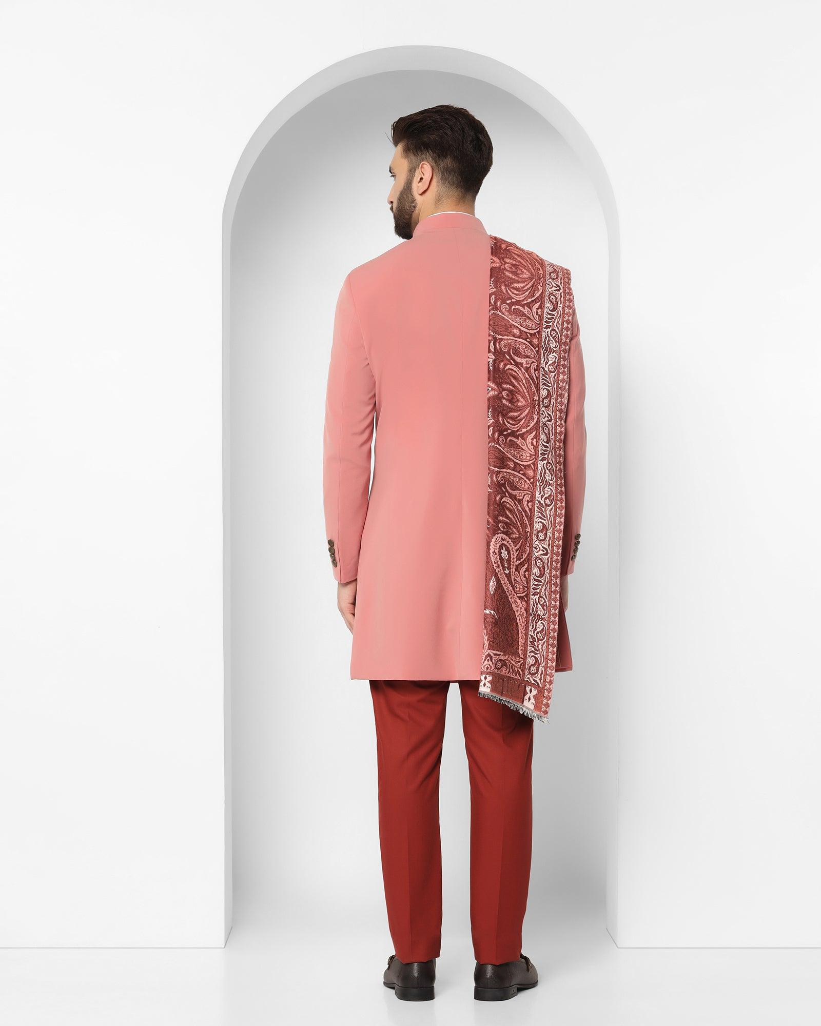 Solid Ethnic 2 Pcs Suit In Peach (Richard) - Blackberrys