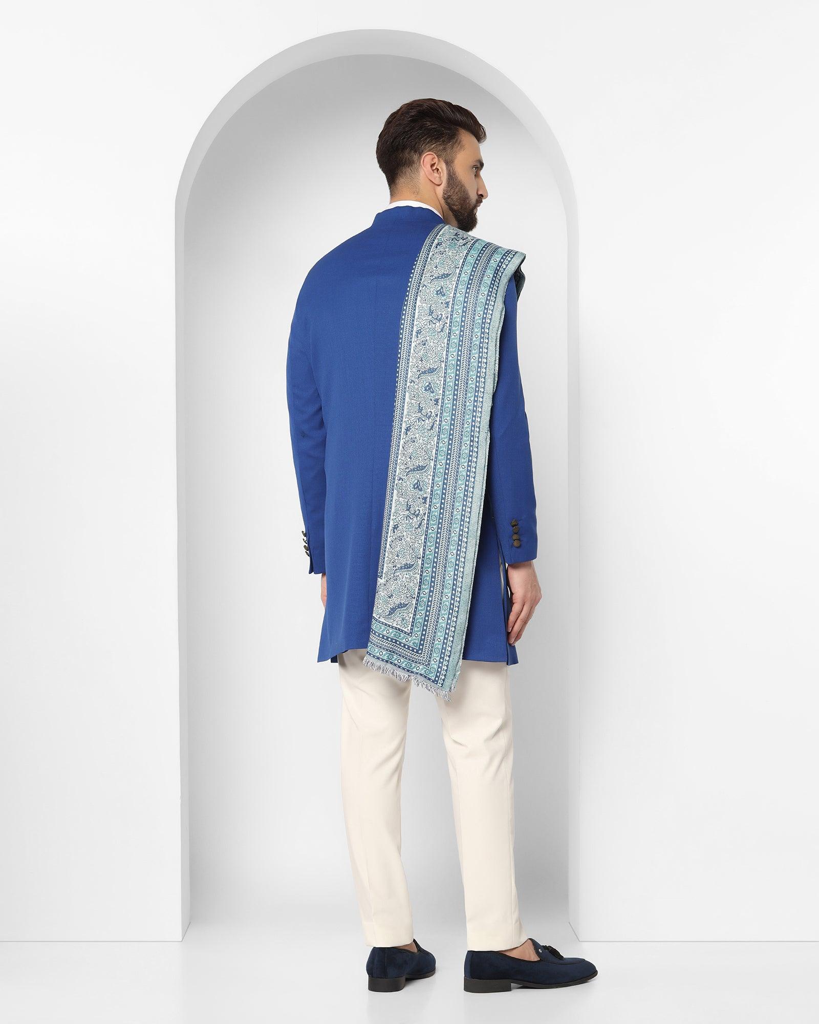 Solid Ethnic 2 Pcs Suit In Royal Blue (Tentor) - Blackberrys
