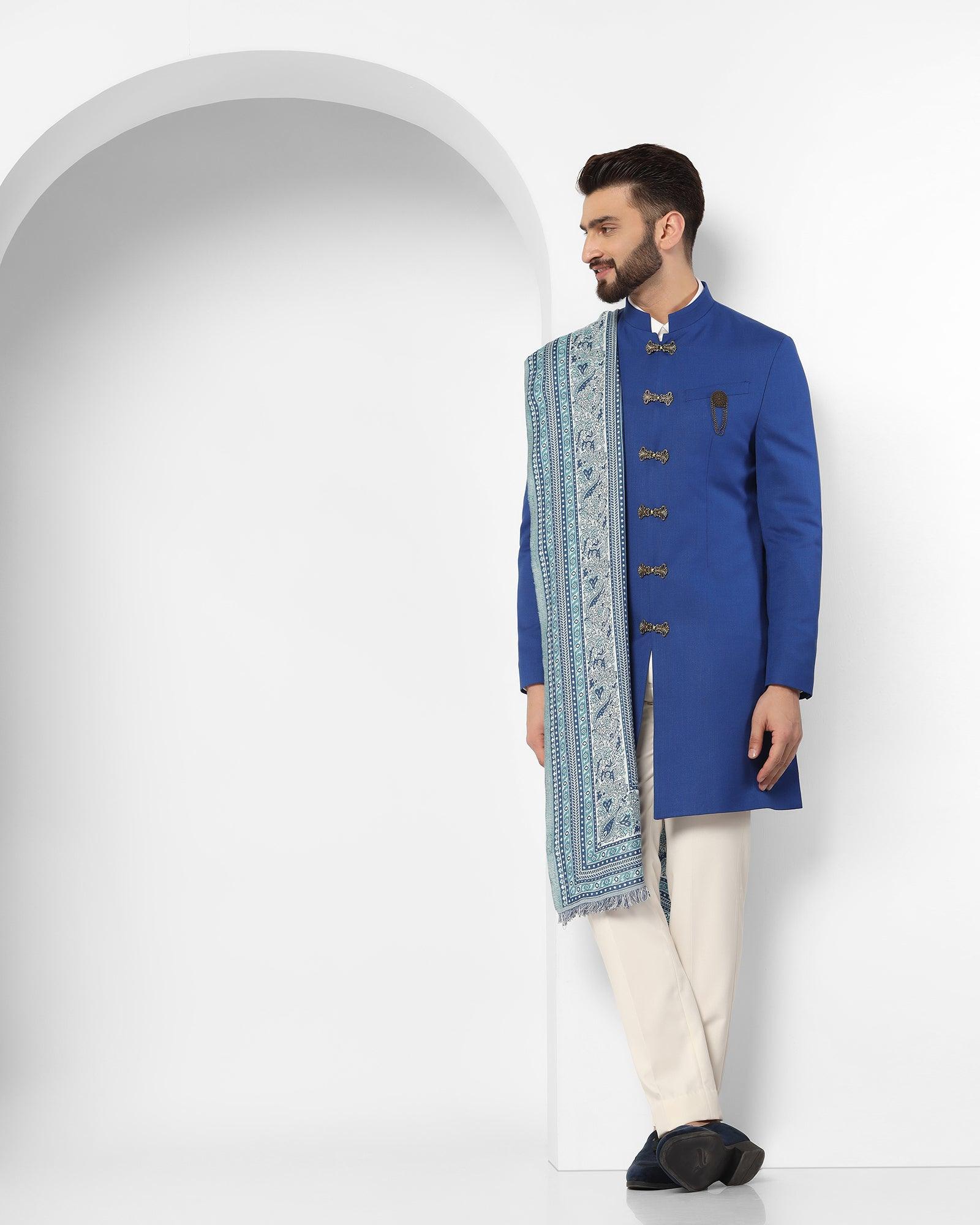 Solid Ethnic 2 Pcs Suit In Royal Blue (Tentor) - Blackberrys