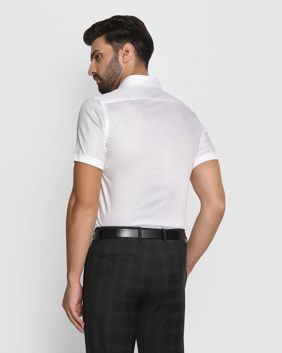 Formal Half Sleeve White Solid Shirt Izac