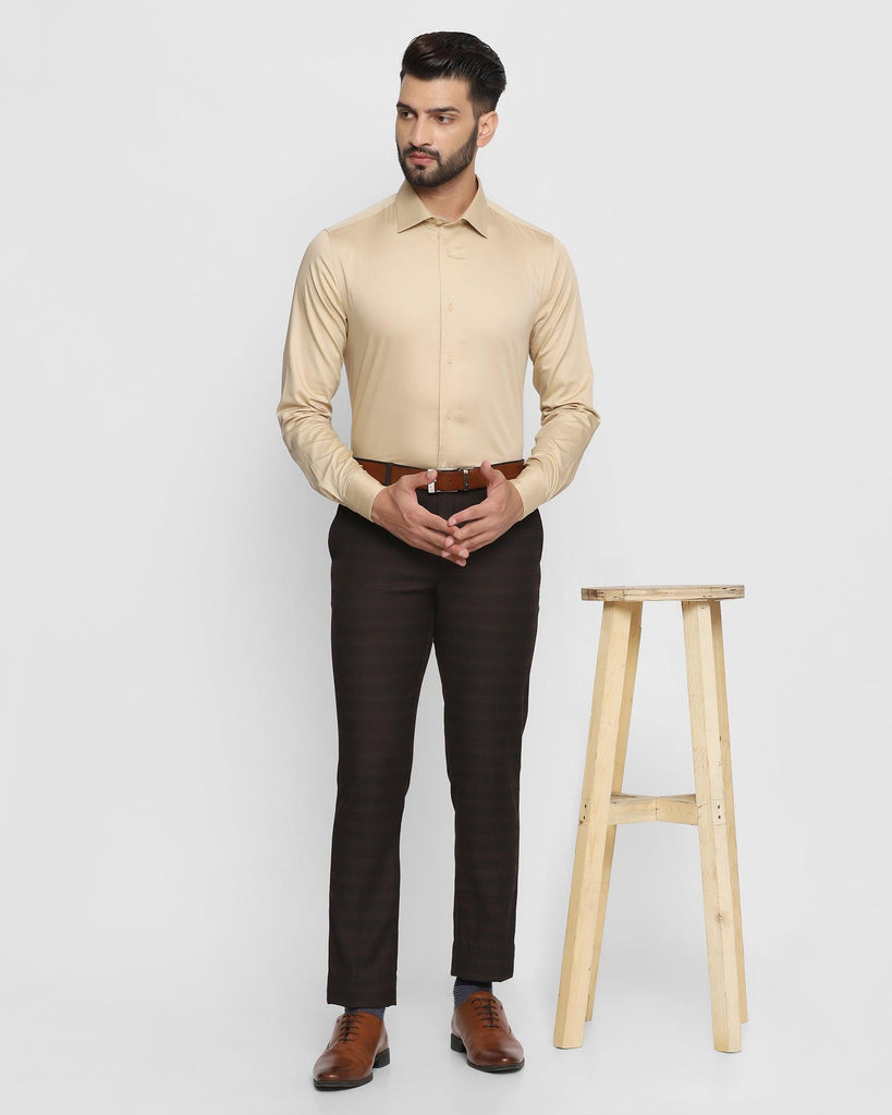 Formal Beige Solid Shirt - Tuscan