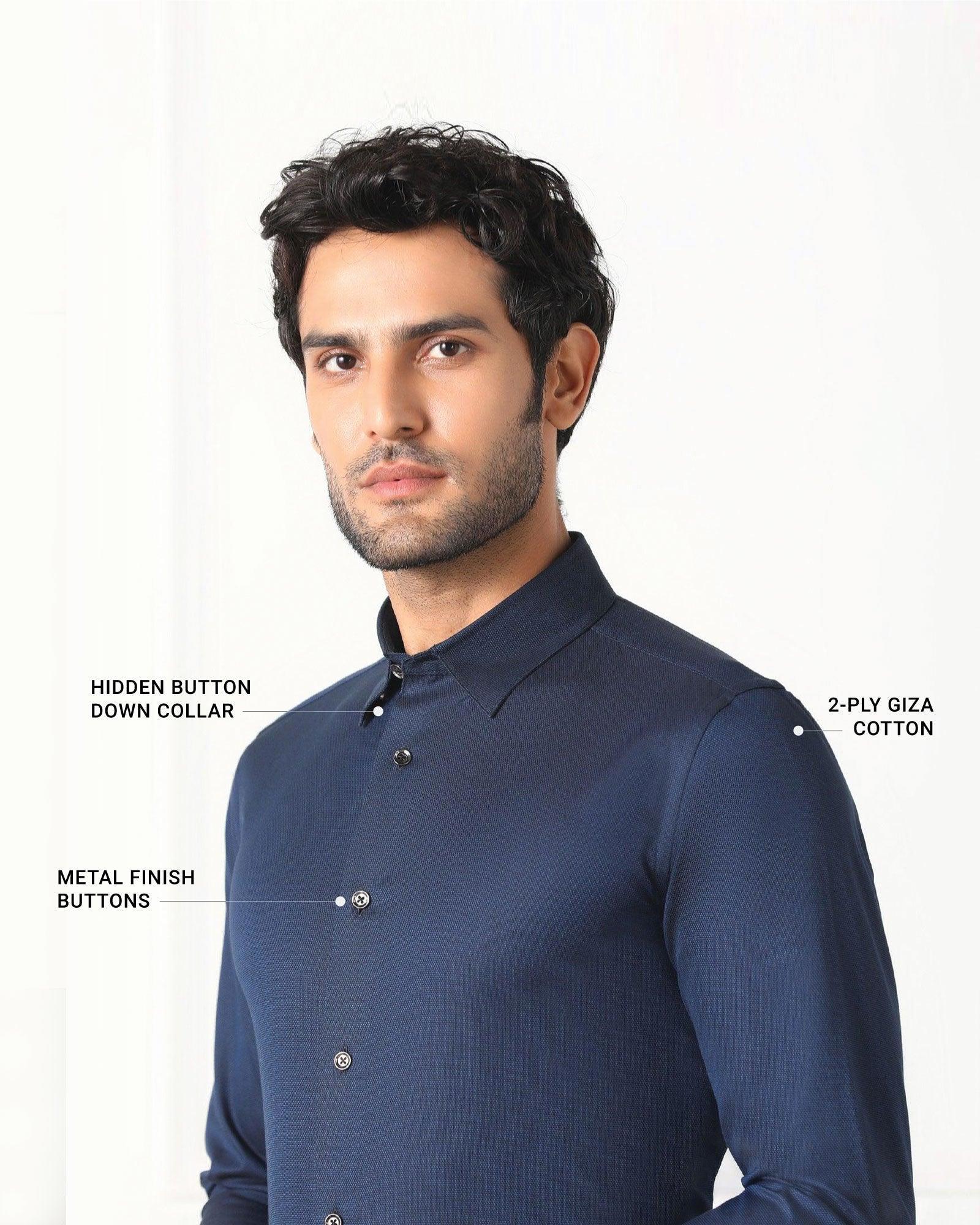 Must Haves Formal Midnight Blue Solid Shirt - Silvio - Blackberrys