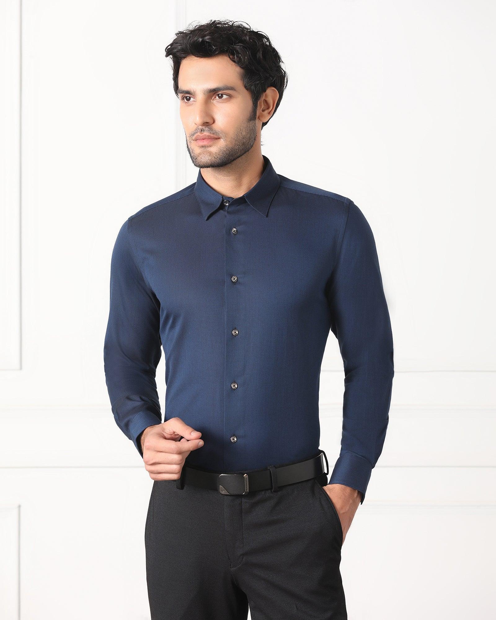 Must Haves Formal Midnight Blue Solid Shirt - Silvio - Blackberrys