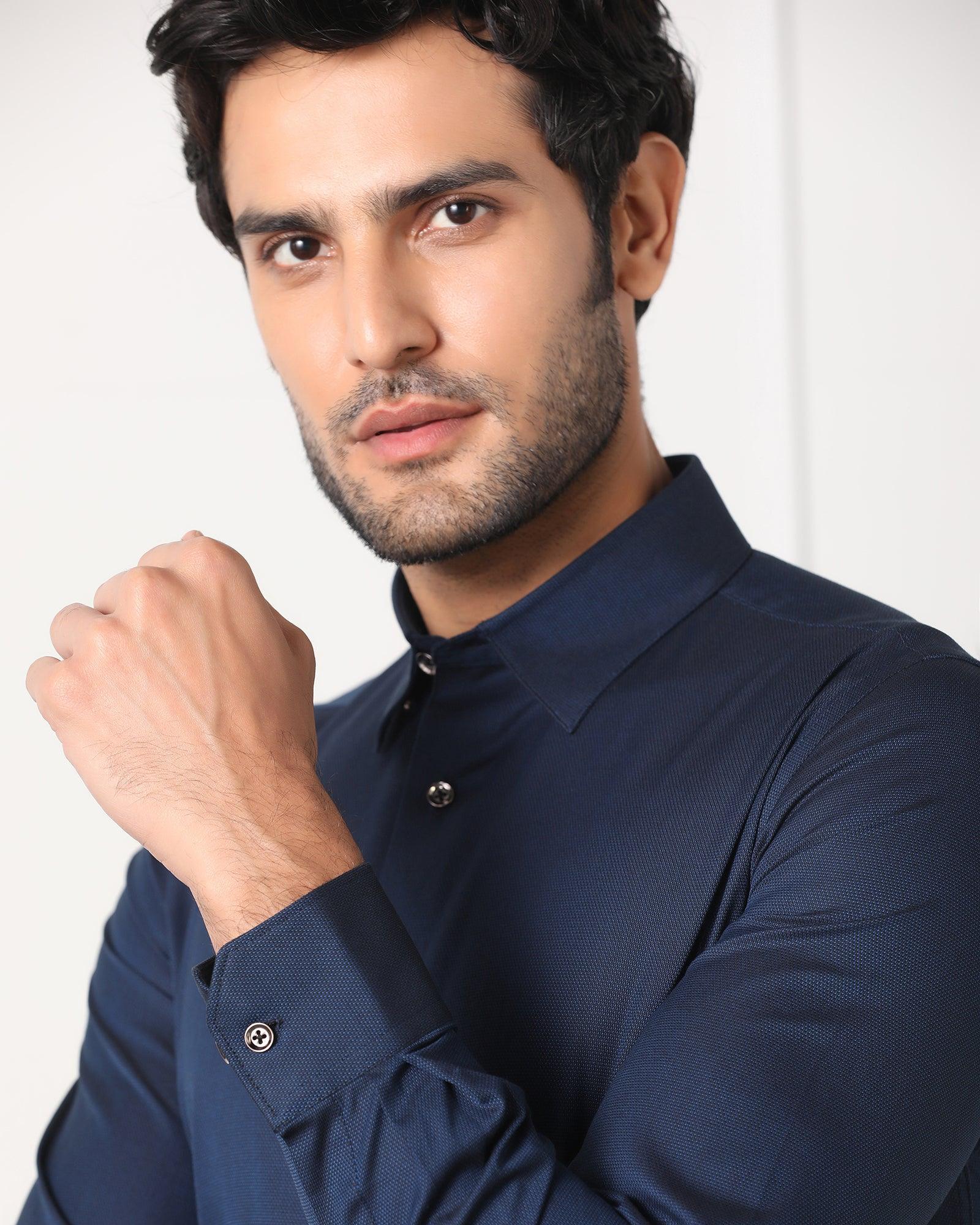 Must Haves Formal Midnight Blue Solid Shirt - Silvio - Blackberrys