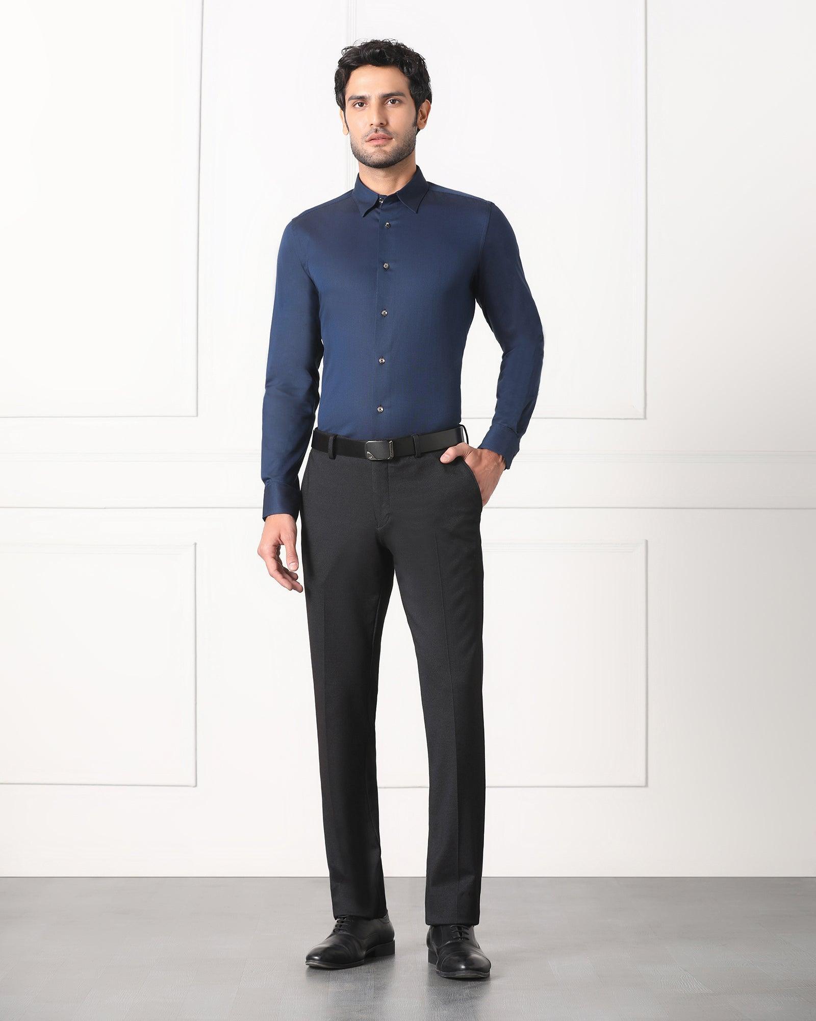 Must Haves Formal Midnight Blue Solid Shirt - Silvio - Blackberrys