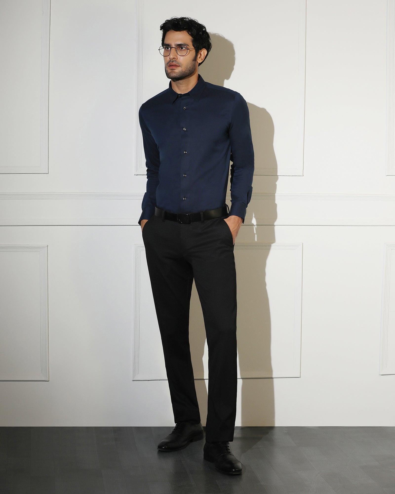 Must Haves Formal Midnight Blue Solid Shirt - Silvio - Blackberrys
