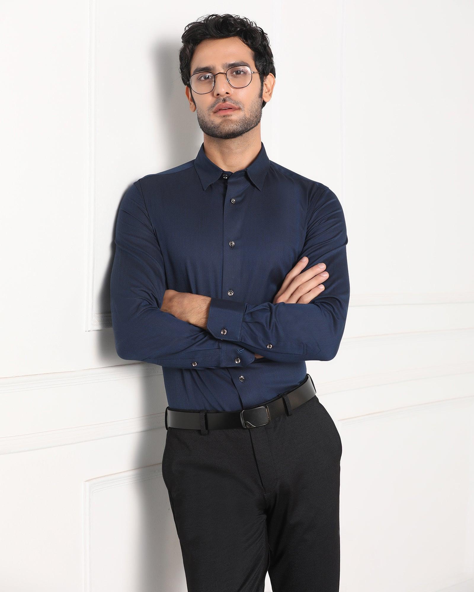 Must Haves Formal Midnight Blue Solid Shirt - Silvio - Blackberrys
