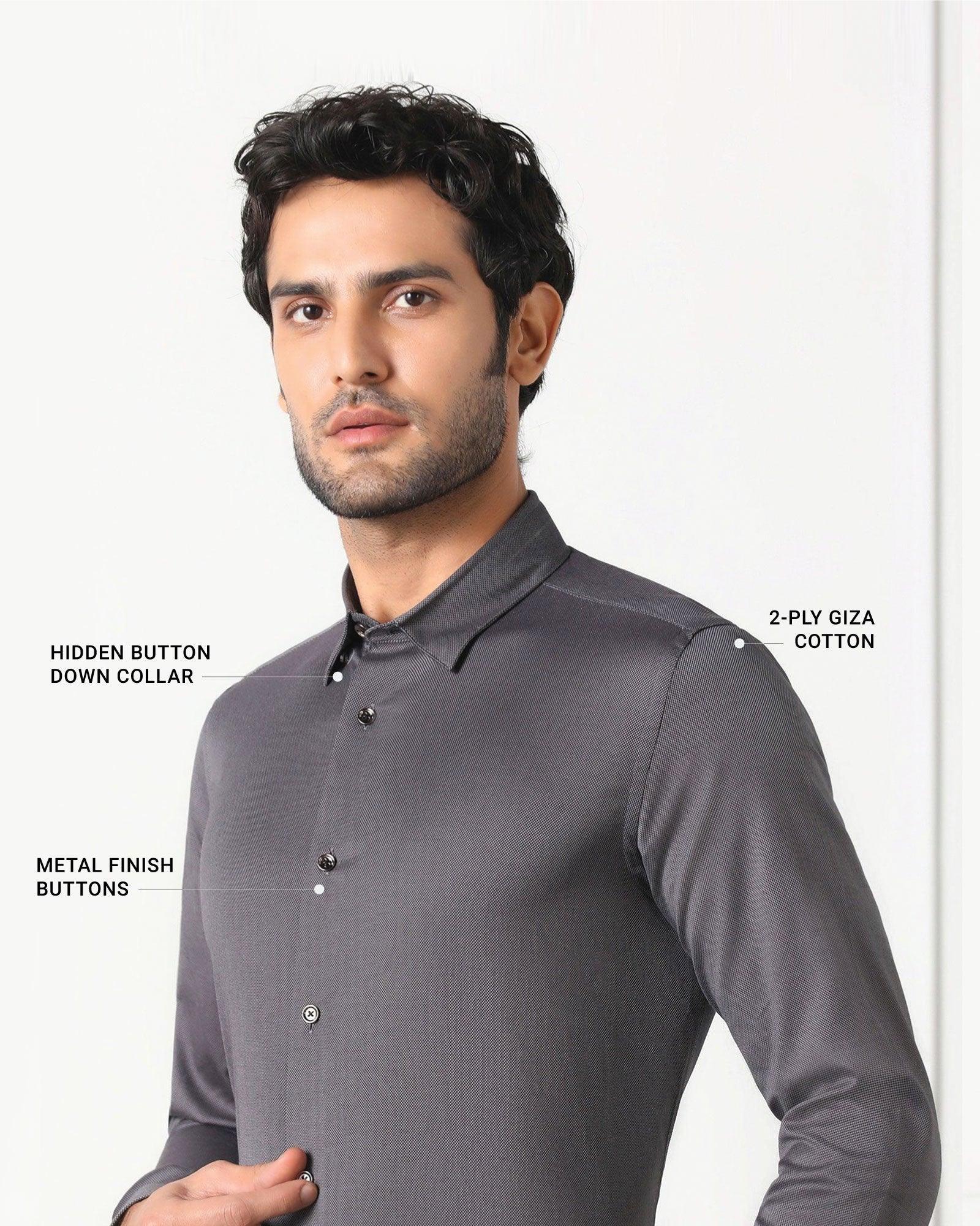 Must Haves Formal Grey Solid Shirt - Silvio - Blackberrys