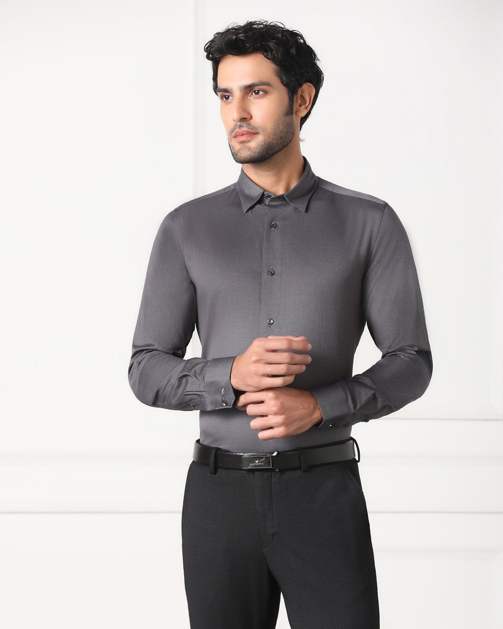 Must Haves Formal Grey Solid Shirt - Silvio - Blackberrys