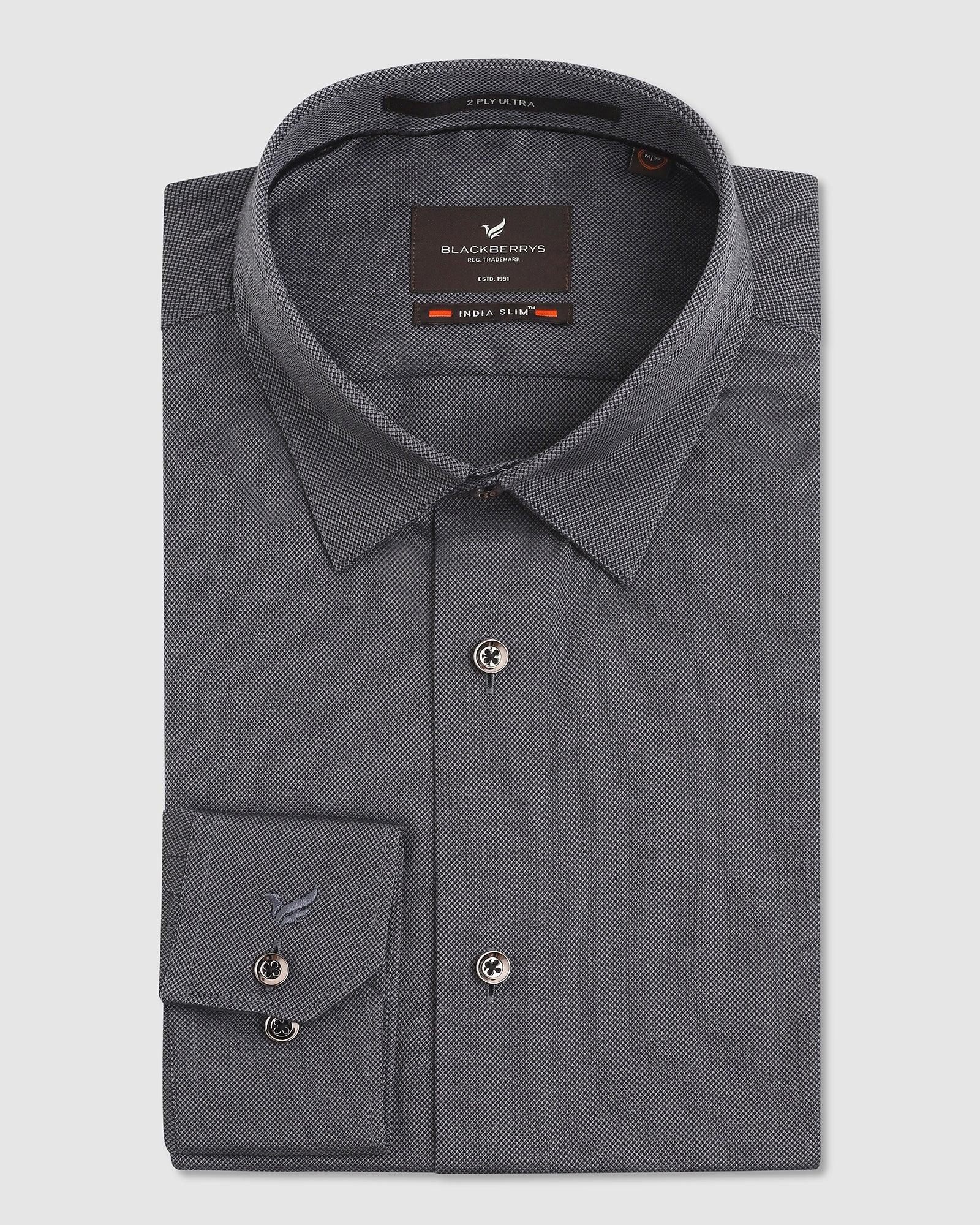 Must Haves Formal Grey Solid Shirt - Silvio - Blackberrys