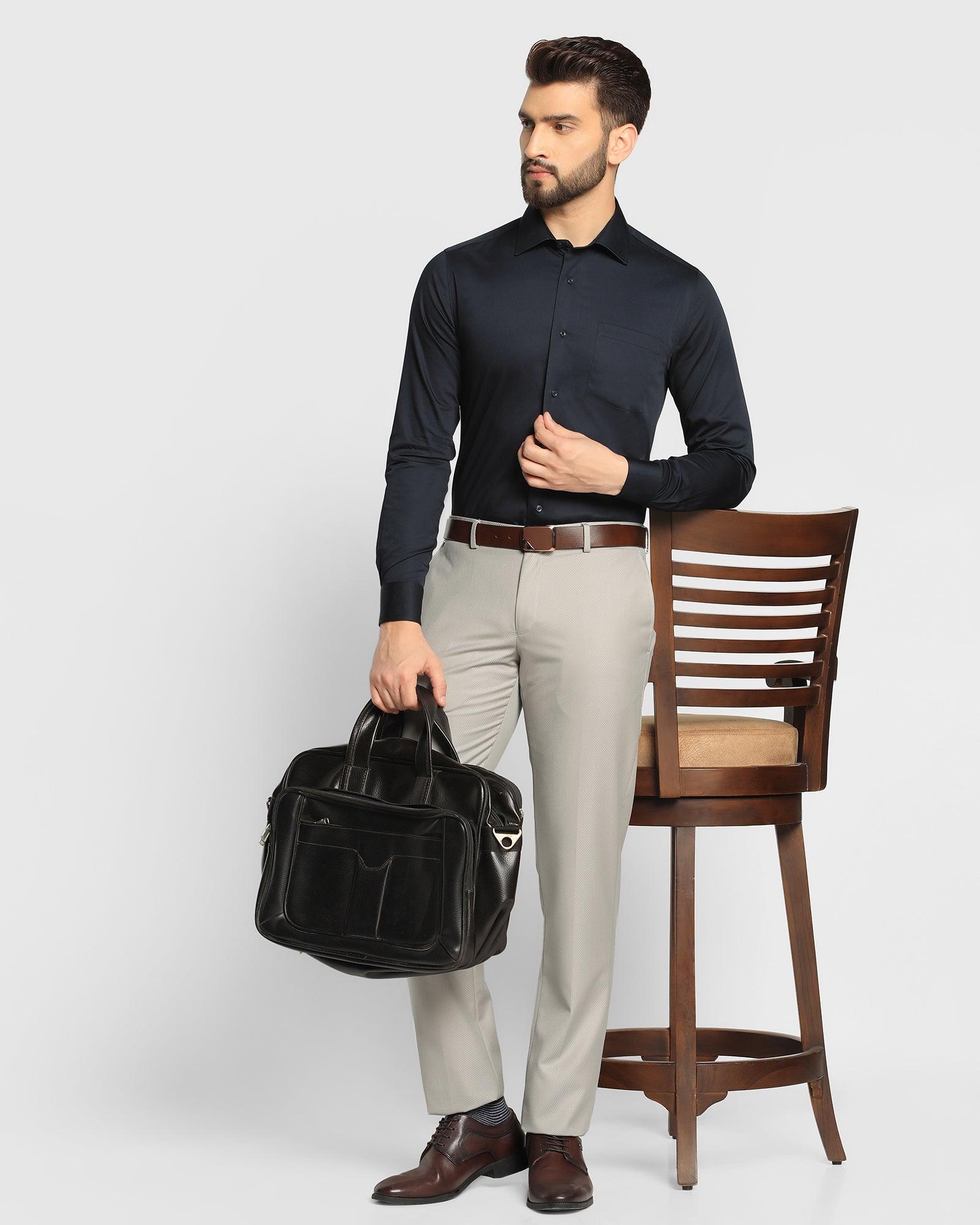 Solid Formal Shirt In Navy (Simble) - Blackberrys