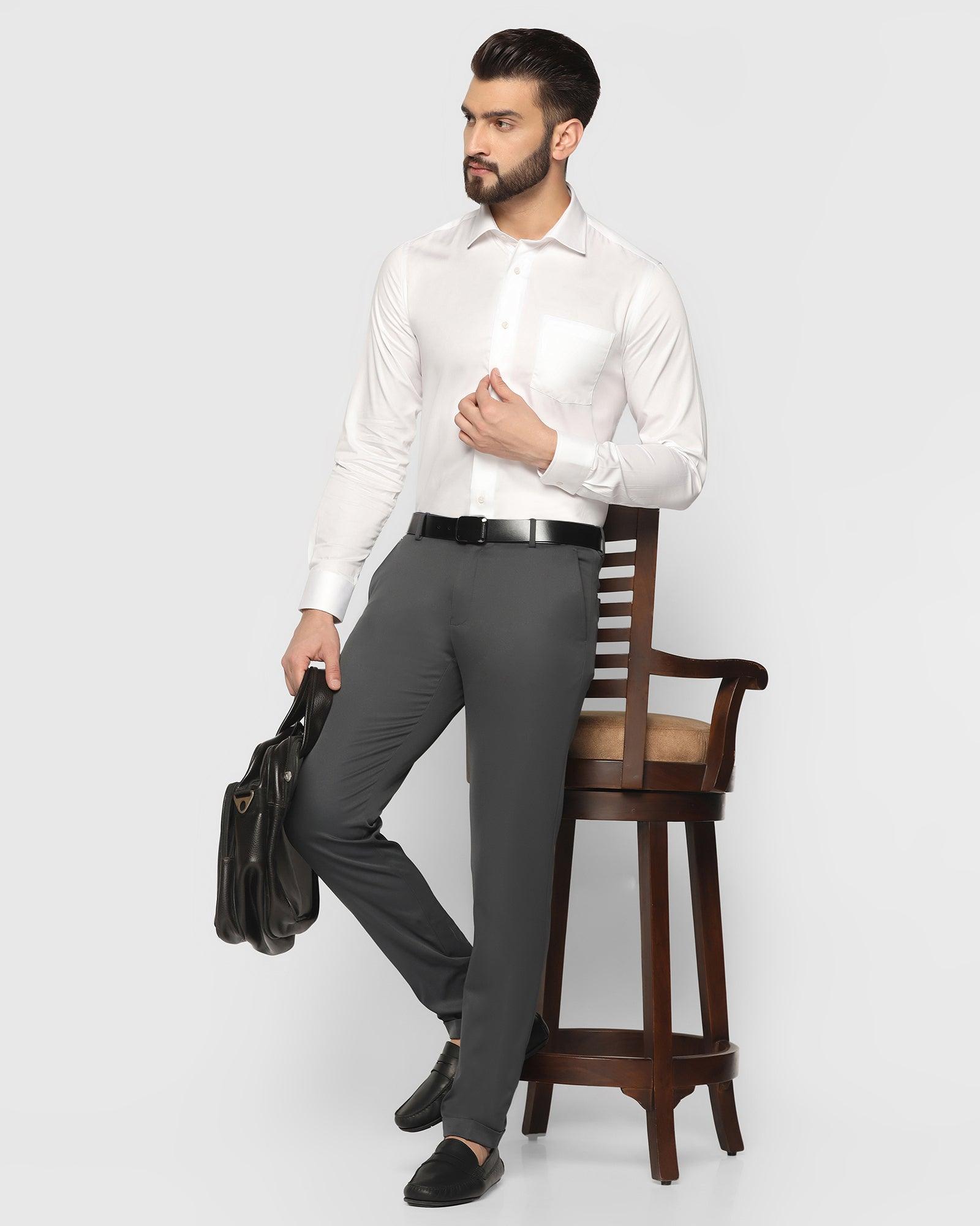 Solid Formal Shirt In White (Simble) - Blackberrys