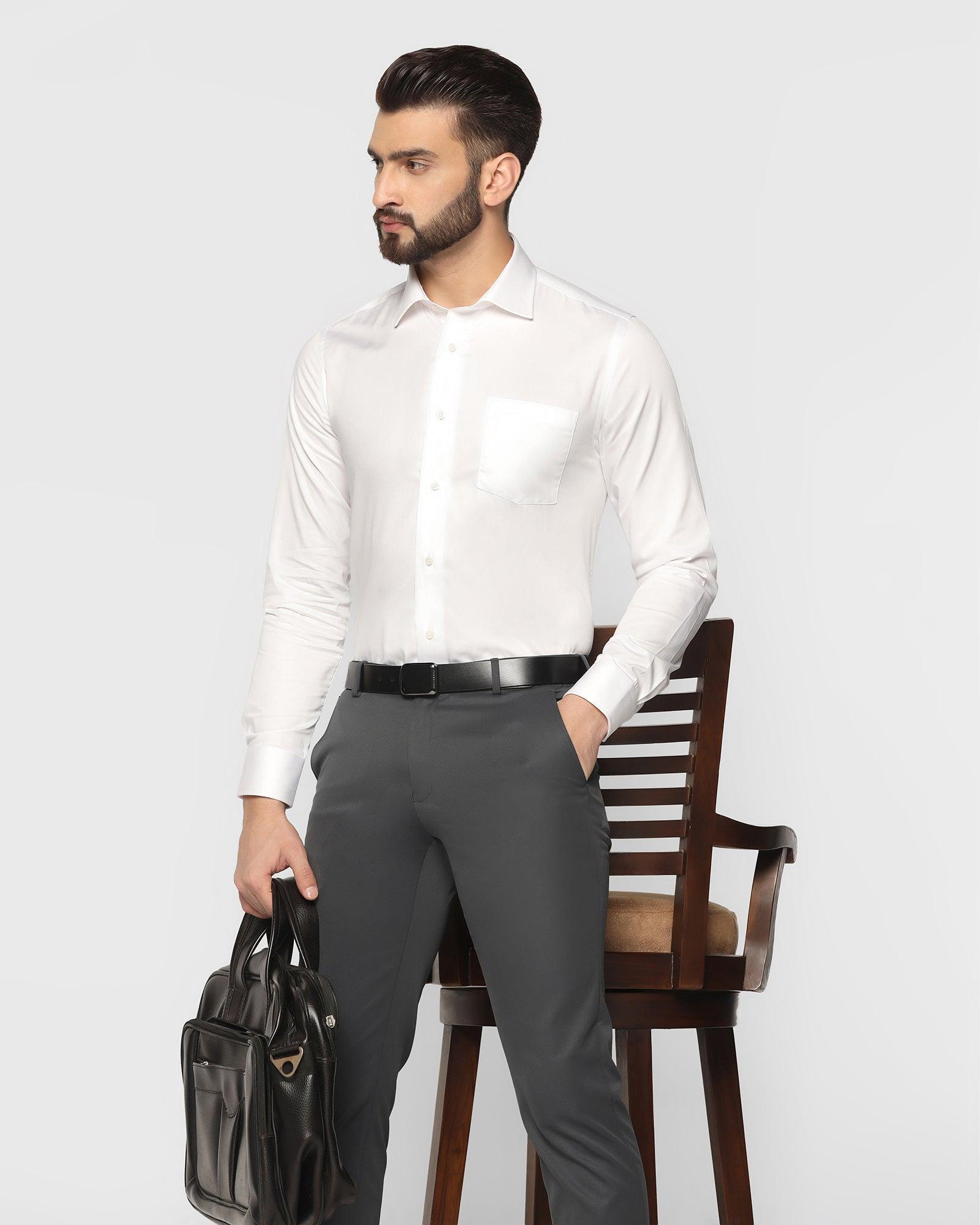 Solid Formal Shirt In White (Simble) - Blackberrys