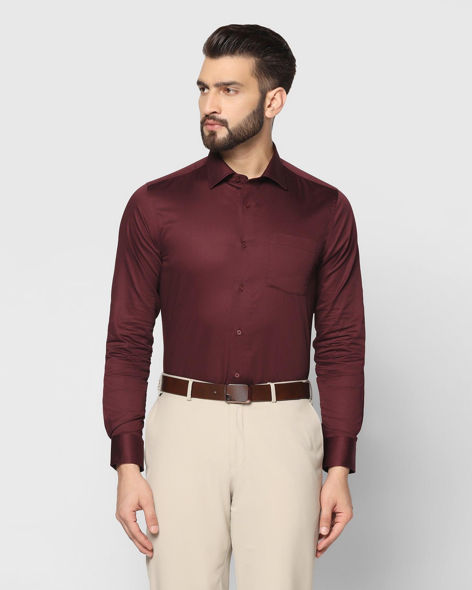 Solid Formal Shirt In Wine (Simble) - Blackberrys