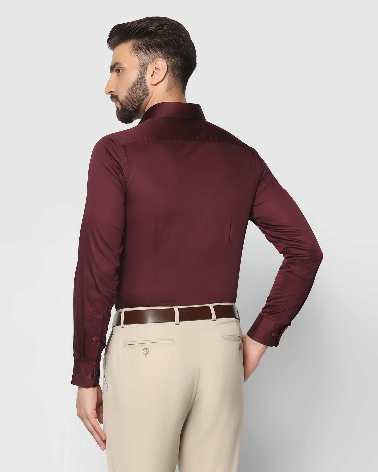 Solid Formal Shirt In Wine (Simble) - Blackberrys