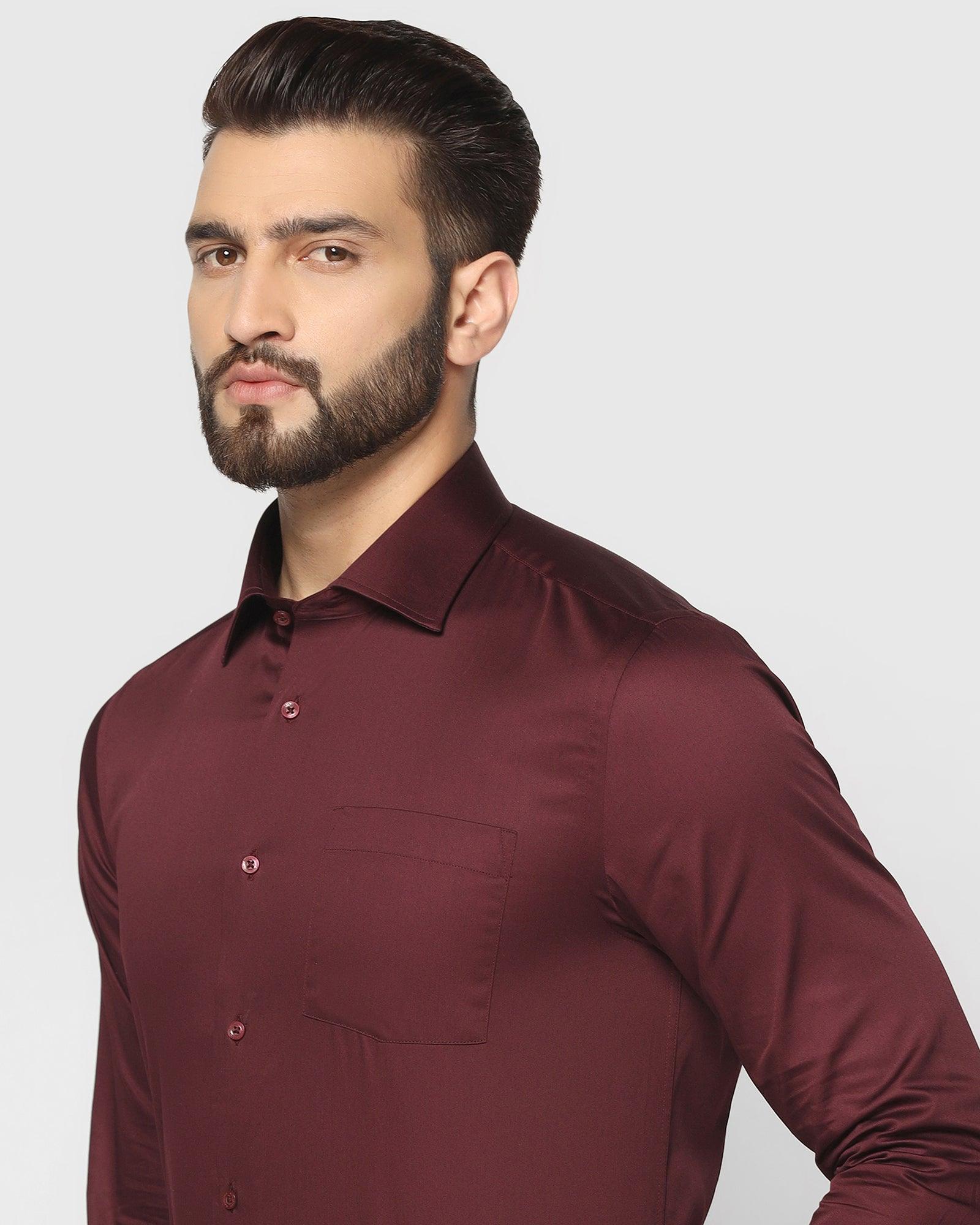 Solid Formal Shirt In Wine (Simble) - Blackberrys